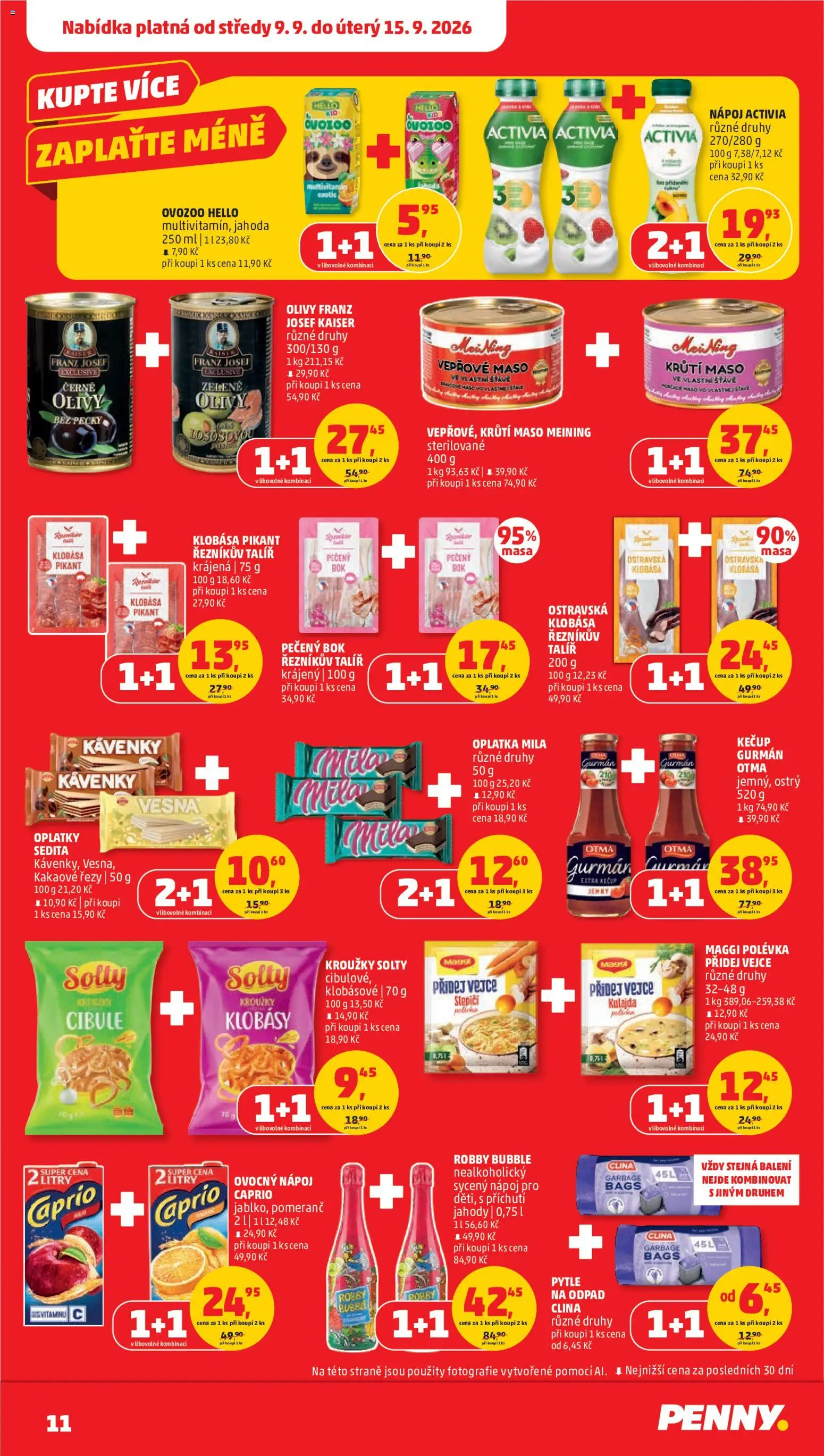 Penny Market leták od 09.09.2026 | Strana: 11 | Produkty: Kečup, Klobása, Klobásy, Mila