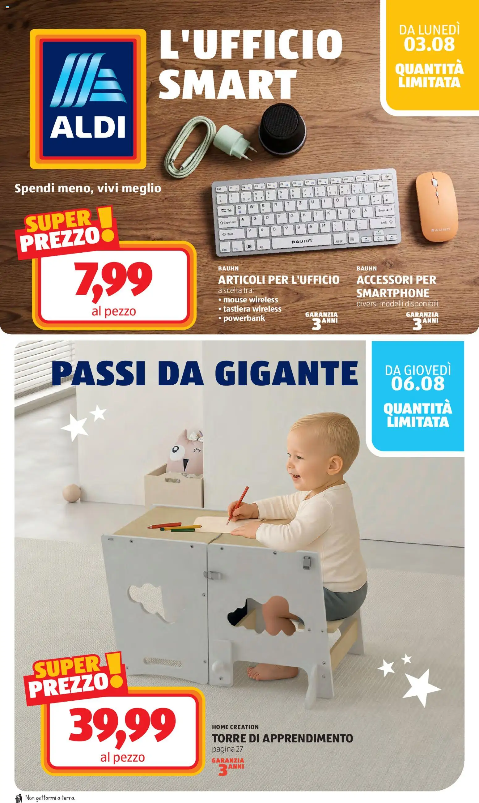 Volantino Aldi del 03/08/2026 | Pagina: 32 | Prodotti: Smartphone, Mouse, Tastiera