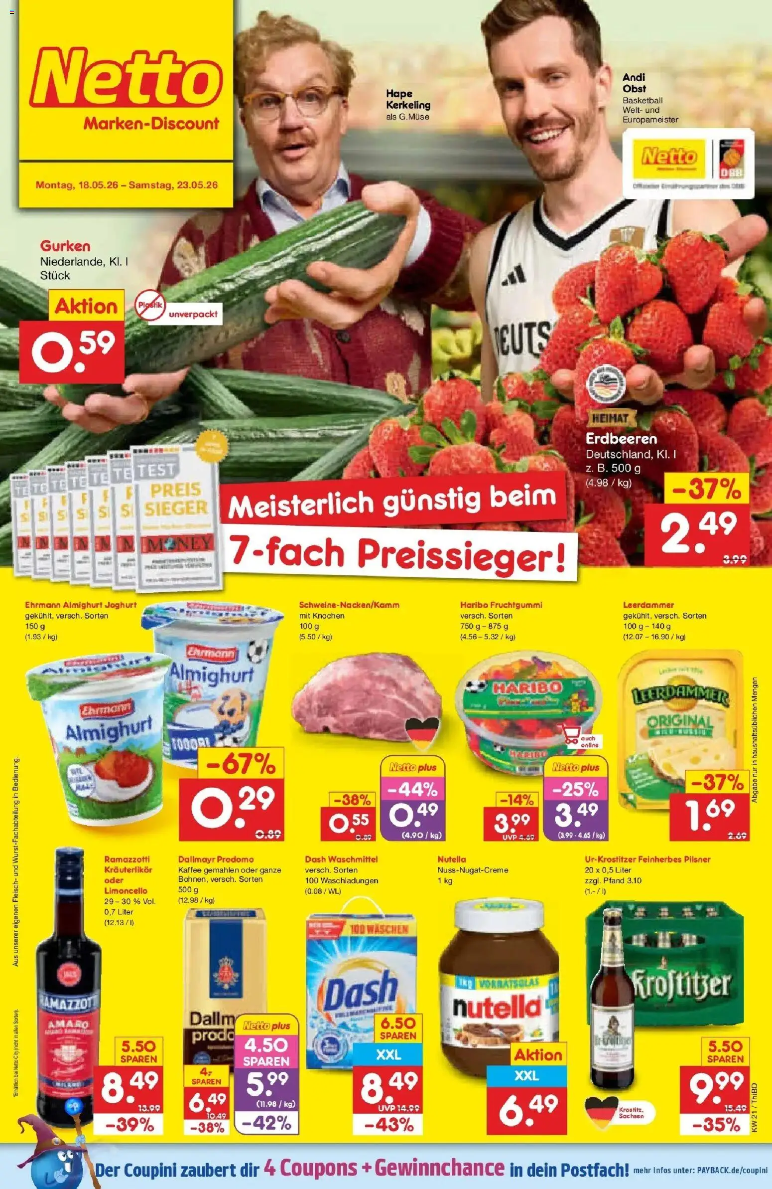 Netto Marken-Discount Prospekt Thiendorf	 – gültig ab 17.05.2026 | Seite: 1 | Produkte: Ehrmann almighurt, Haribo, Leerdammer, Limoncello