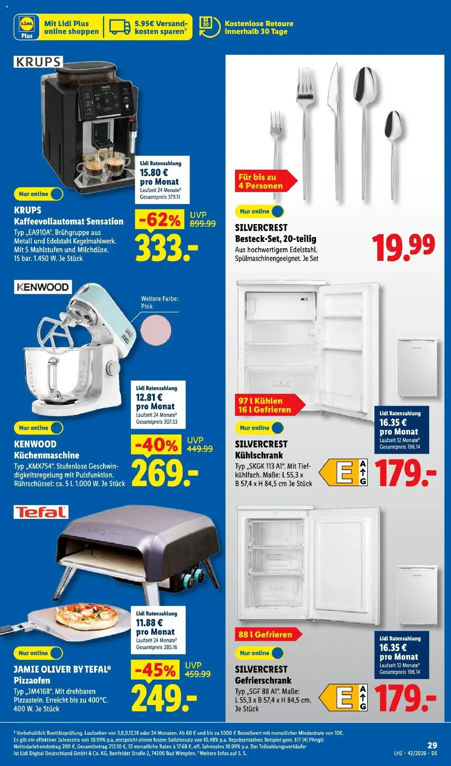 Lidl Prospekt Höxter (ab 12.10.2026) zum Blättern » Angebote | Seite: 43 | Produkte: Krups, Kühlschrank, Pizza, Kaffeevollautomat
