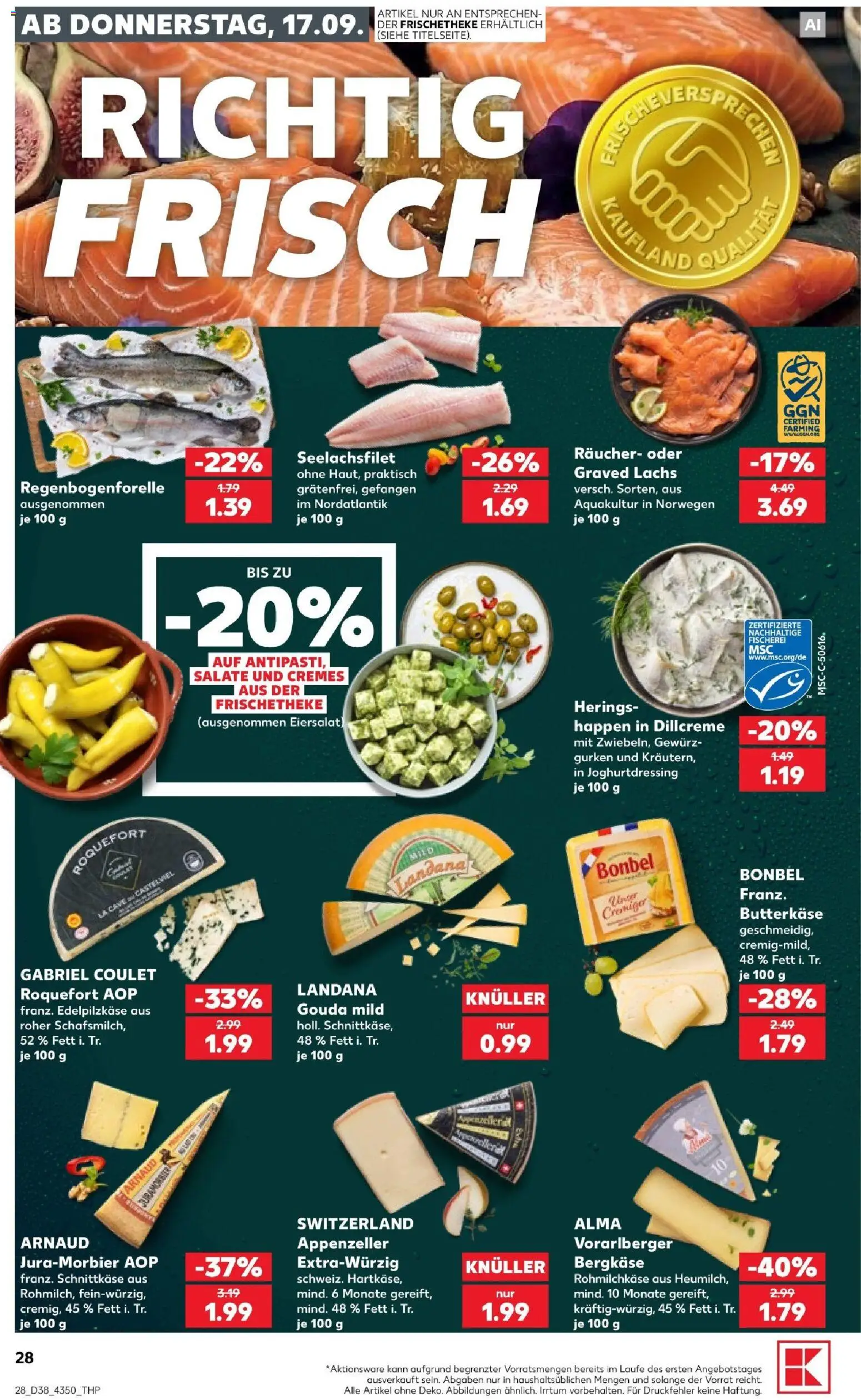 Kaufland Prospekt Potsdam – gültig ab 17.09.2026 | Seite: 28 | Produkte: Gouda, Lachs, Gurken