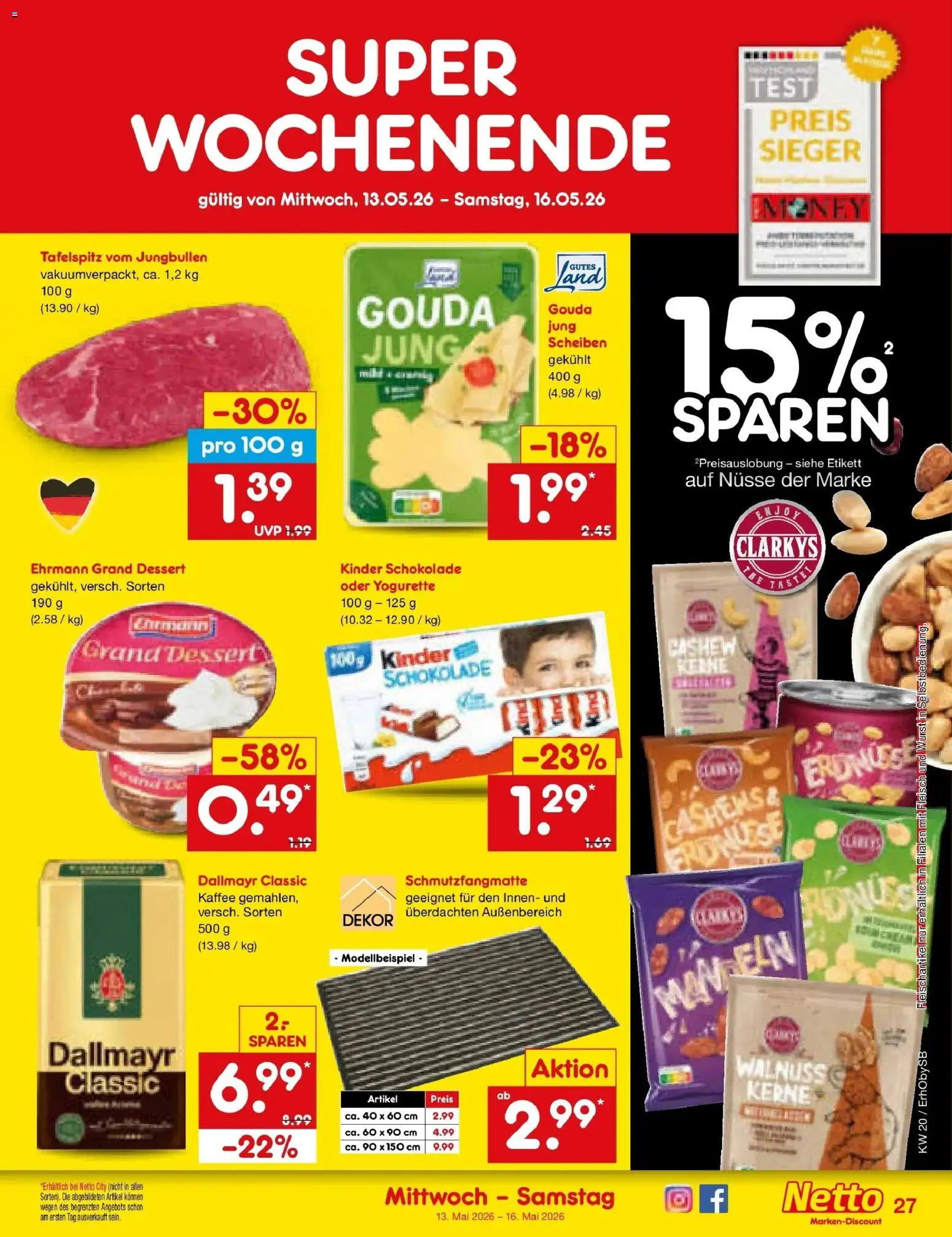 Netto Marken-Discount Prospekt Mauern	 – gültig ab 10.05.2026 | Seite: 38 | Produkte: Kinder schokolade, Yogurette, Kaffee, Wurst