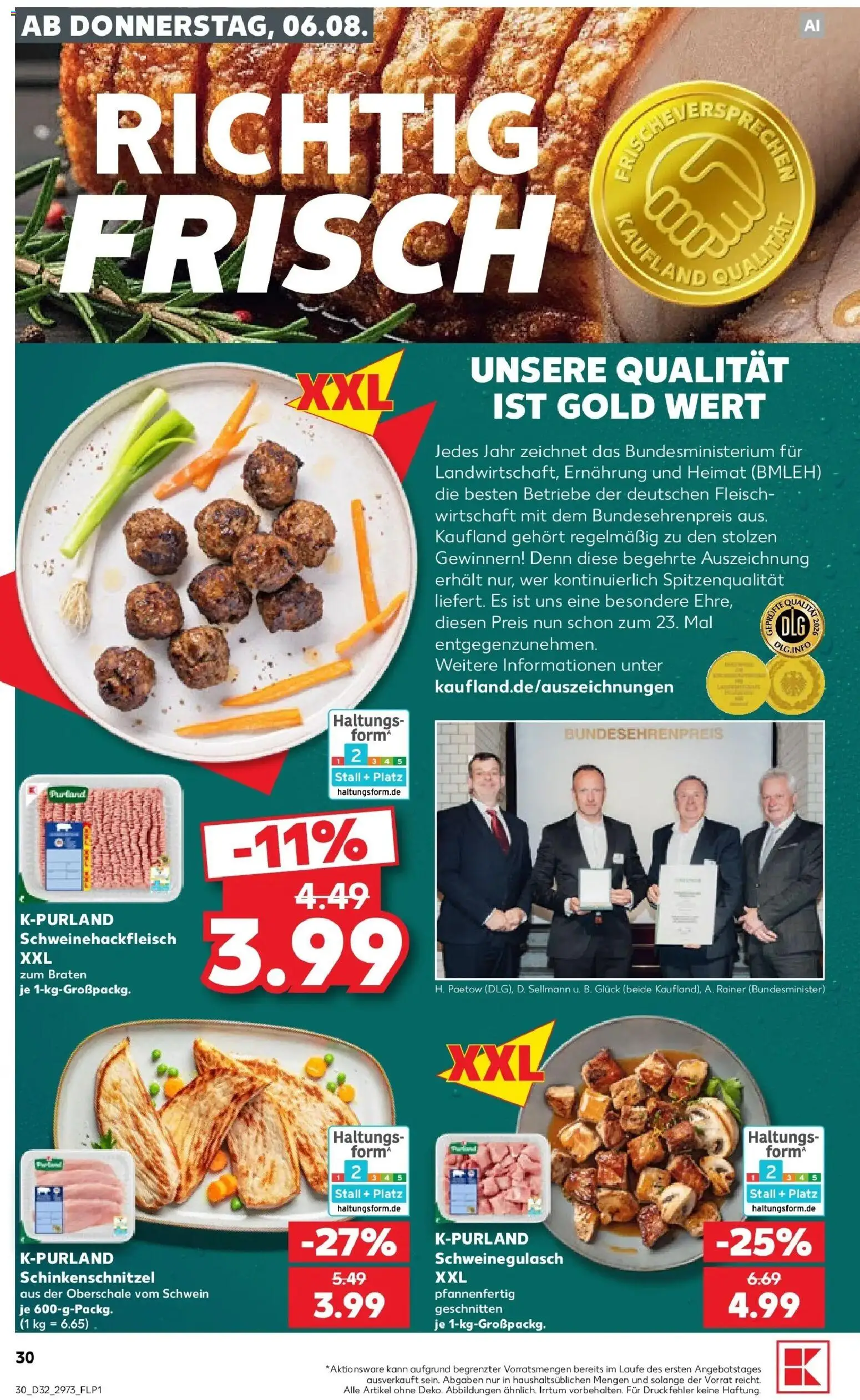 Prospekt Kaufland ab 06.08.2026 » Angebote Online zum Blättern | Seite: 30 | Produkte: Schweinegulasch, Fleisch