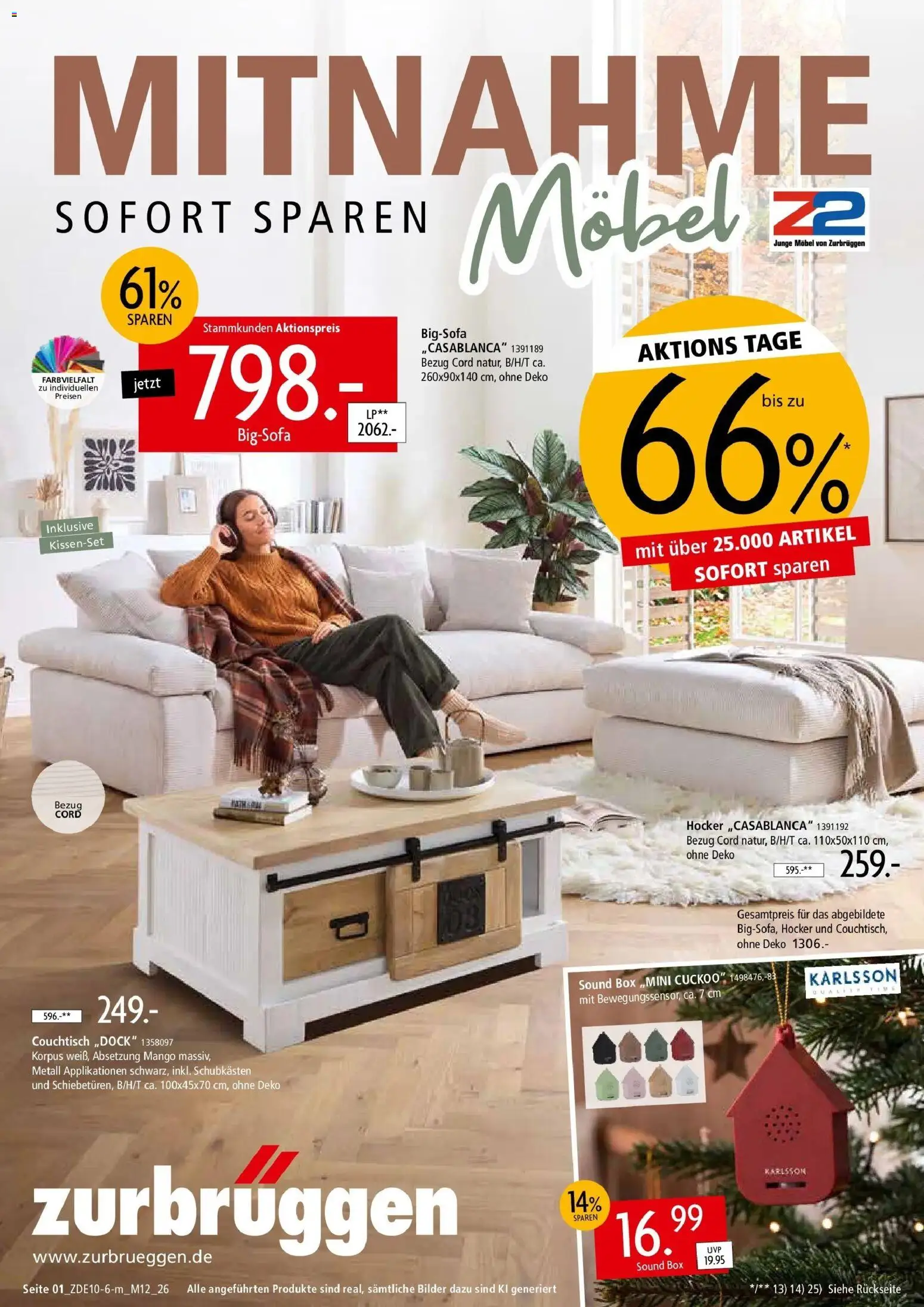Zurbrüggen Z2 Mitnahme Möbel (ab 10.10.2026) zum Blättern | Seite: 1 | Produkte: Hocker, Couchtisch, Bilder, Mango