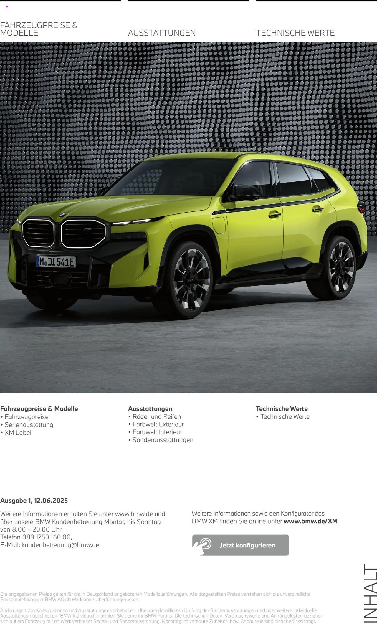 BMW XM – gültig ab 01.08.2025 | Seite: 2 | Produkte: Telefon