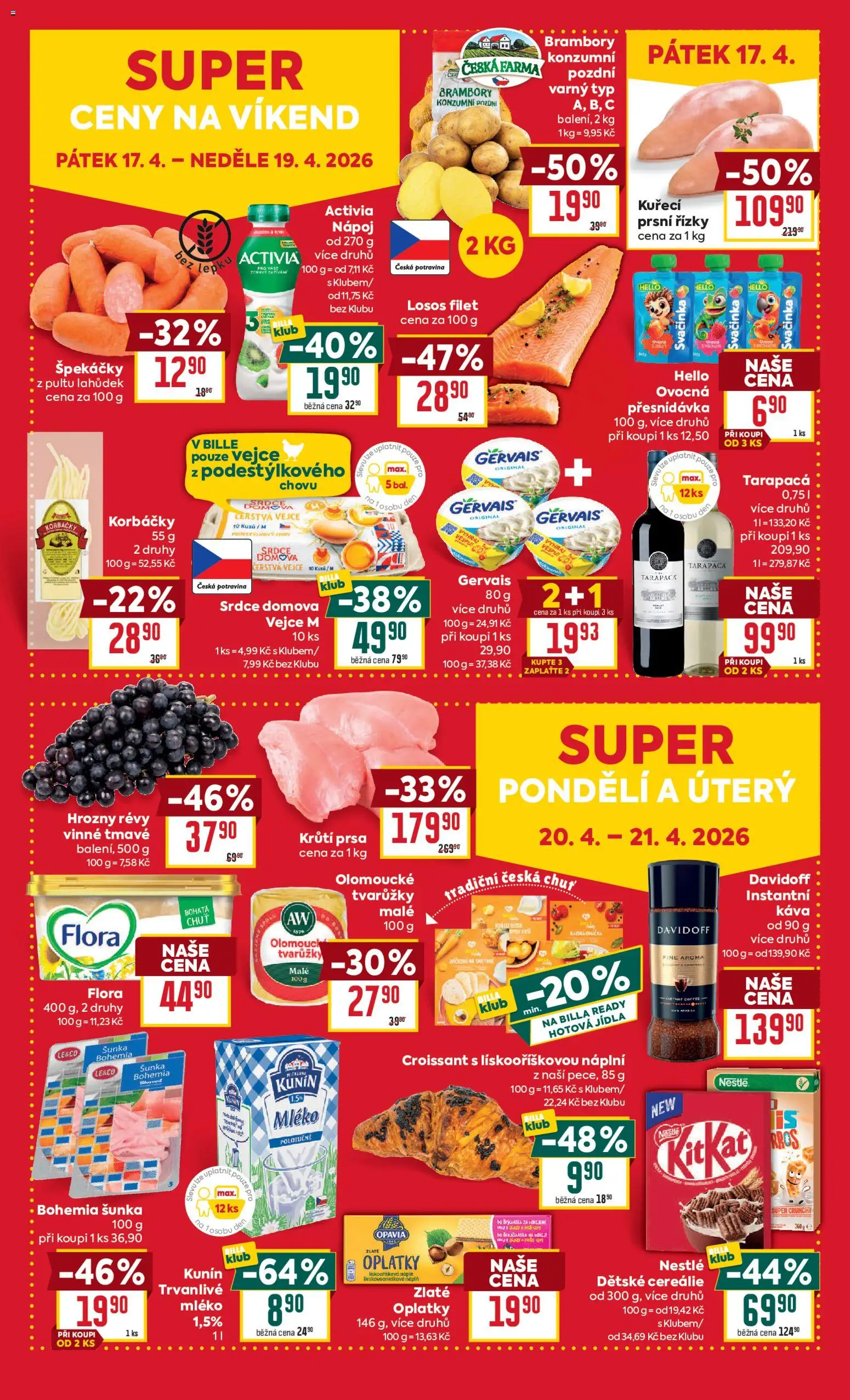 Billa Malý leták od 15.04.2026 | Strana: 4 | Produkty: Vejce, Losos Filet, Croissant, Flora