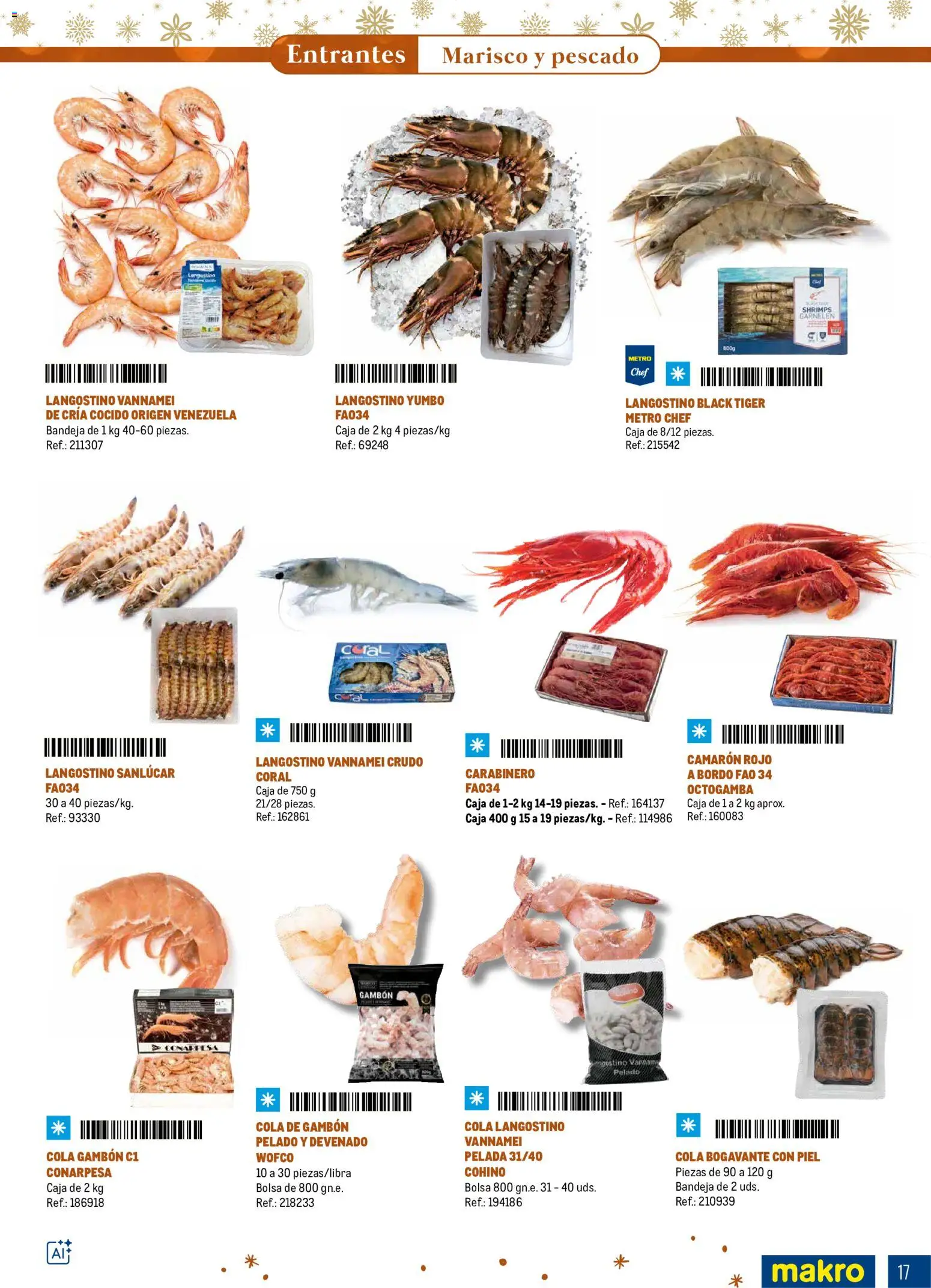 Makro Navidad │ válido desde el 08/10/2026 | Página: 17 | Productos: Pescado, Bandeja, Caja, Langostino