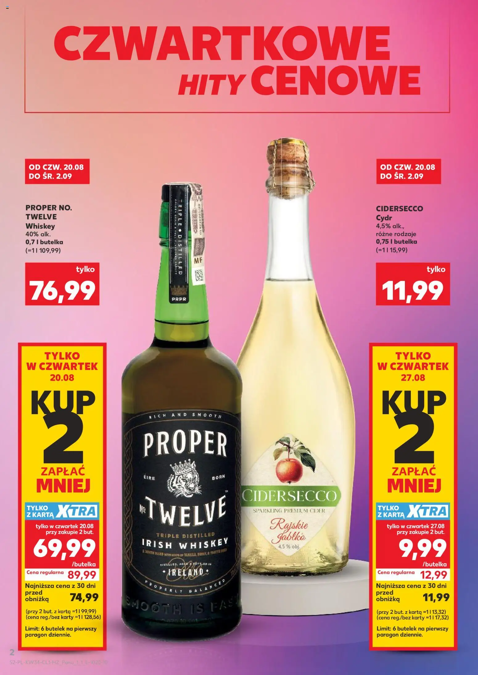 Kaufland Polsko leták - Barek od 20.08.2026 | Strana: 2 | Produkty: Whiskey, Cider, Karty