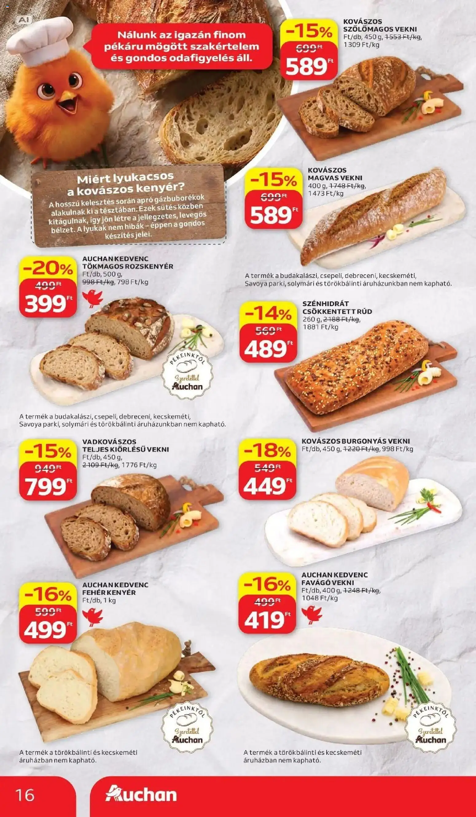 Auchan akciós újság Szolnok - 2026.10.15. -tól/töl > akció, lapozható szórólap 🛍️ | Oldal: 16 | Termékek: Rozskenyér, Kenyér, Vekni