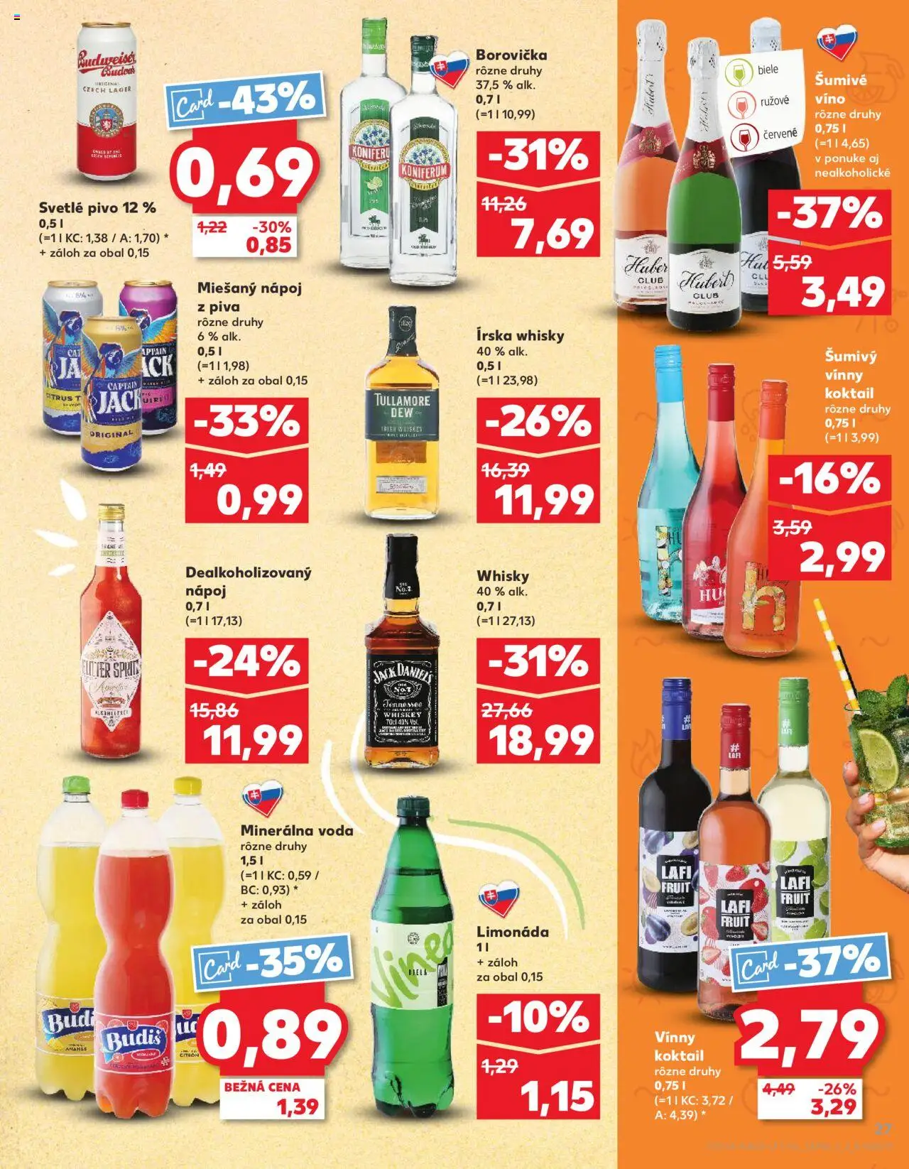 Nové Kaufland akcie – leták je platný od 05.06.2025 | Strana: 27 | Produkty: Budvar, Ananás, Šumivé víno, Jack Daniel's
