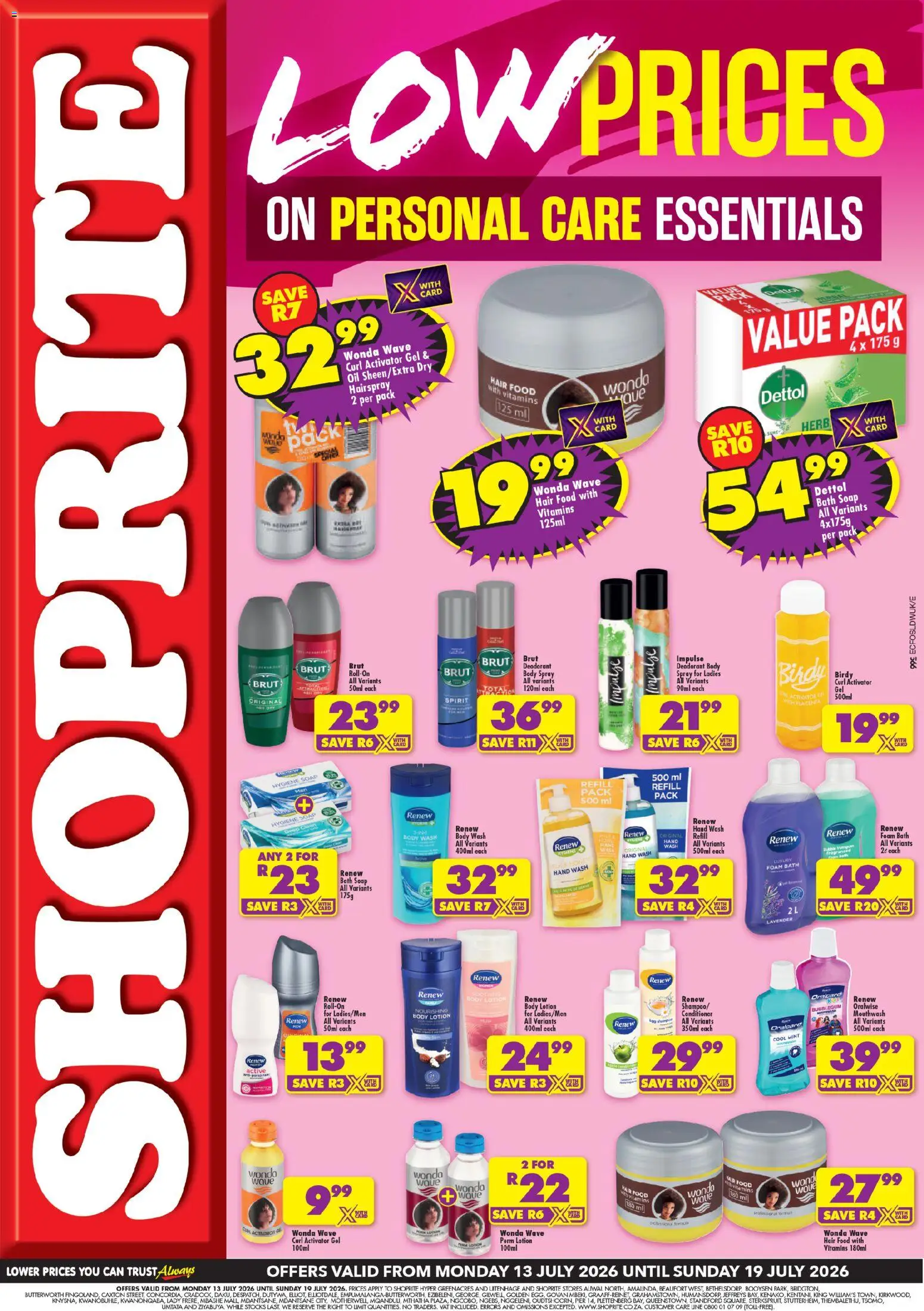 New Shoprite catalogue – valid from 13/07/2026 | Page: 1 | Products: Vitamins, Body spray, Conditioner, Mouthwash