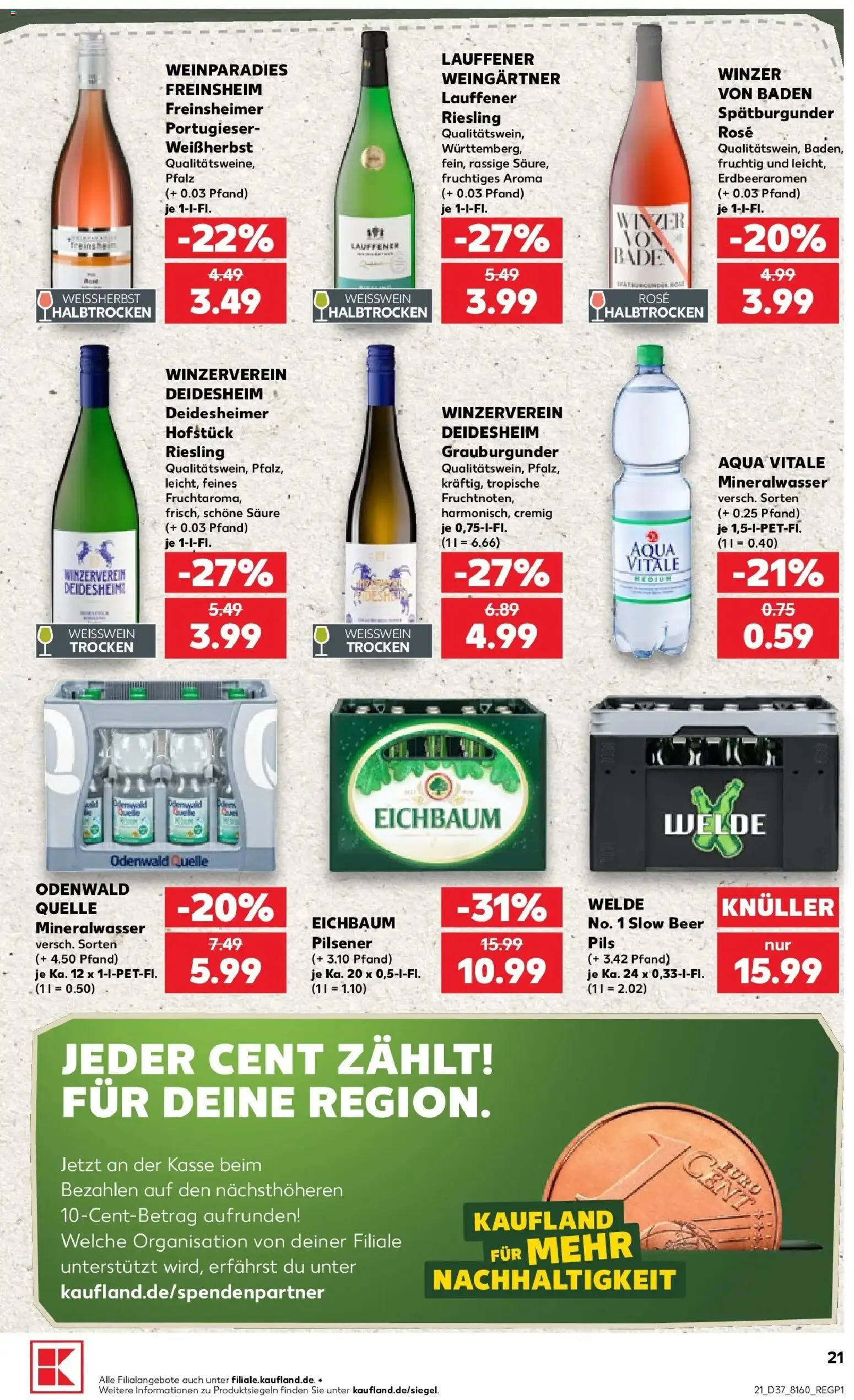 Prospekt Kaufland ab 10.09.2026 » Angebote Online zum Blättern | Seite: 21 | Produkte: Weißwein, Pils, Mineralwasser