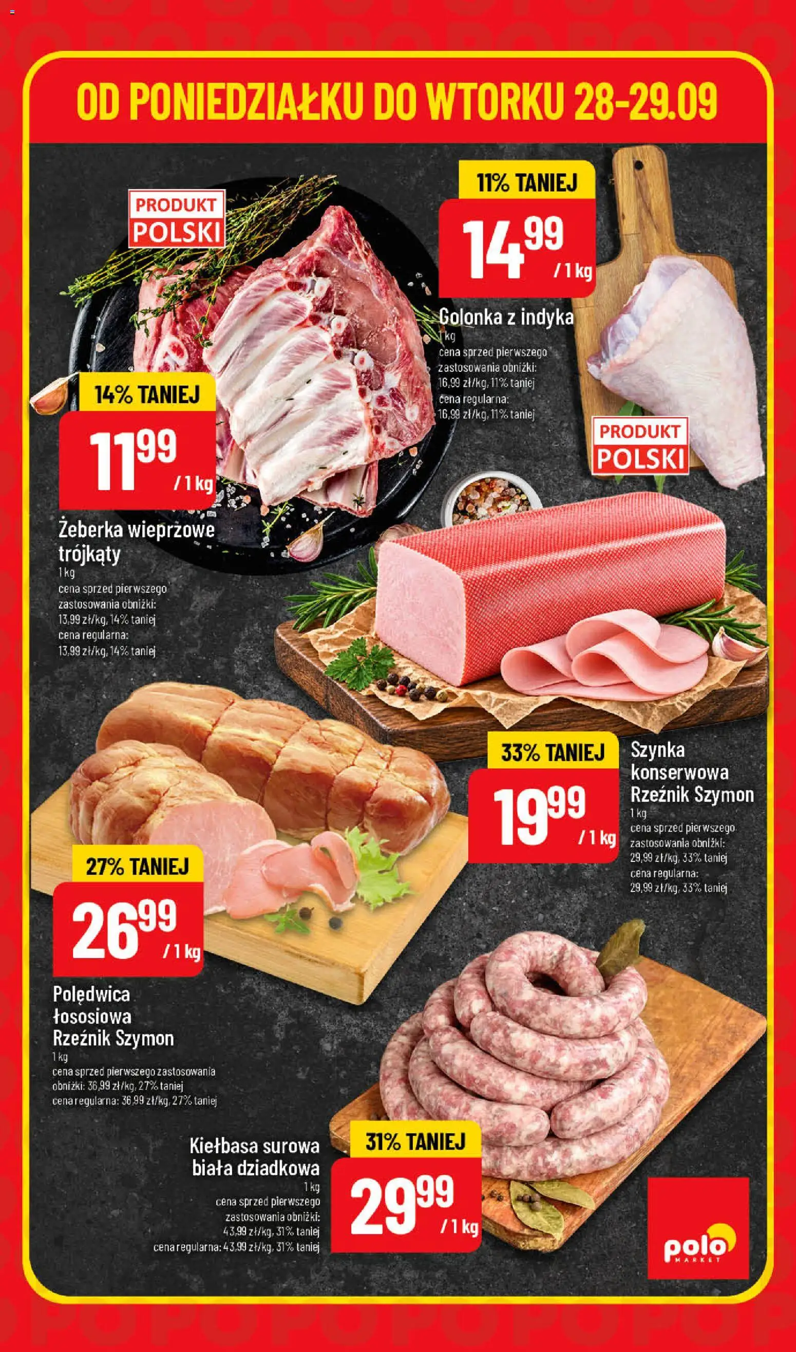 POLOmarket gazetka - Super Hity od 28.09.2026 | Strona: 3 | Produkty: Kiełbasa, Golonka, Szynka konserwowa, Szynka
