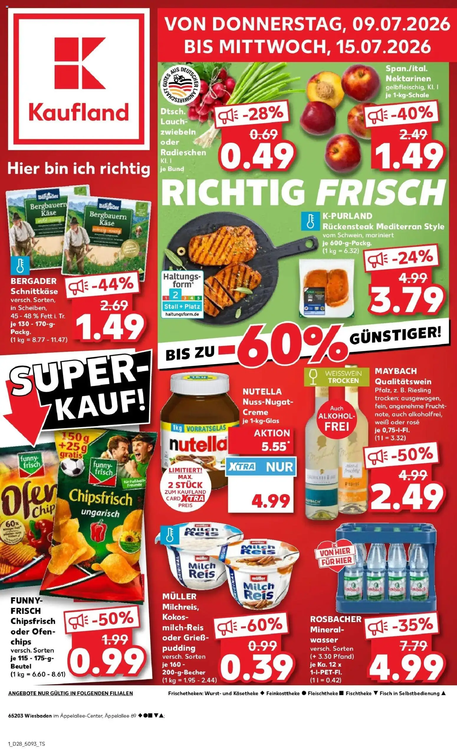 Kaufland Prospekt Wiesbaden – gültig ab 09.07.2026 | Seite: 1 | Produkte: Ofen, Funny frisch, Fisch, Lauch
