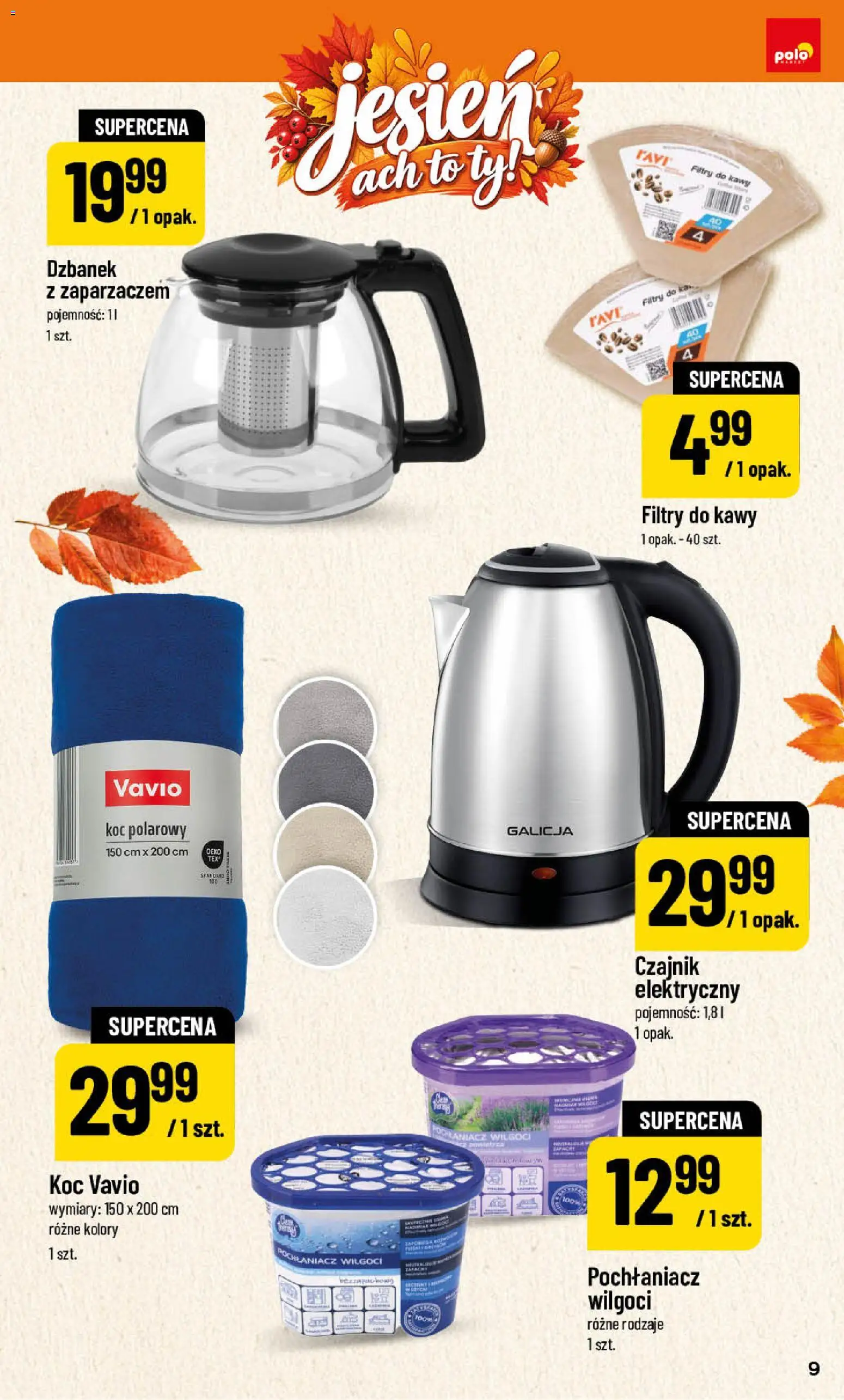 POLOmarket katalog - Jesień od 25.09.2026 | Strona: 9 | Produkty: Czajnik elektryczny, Dzbanek, Czajnik, Koc