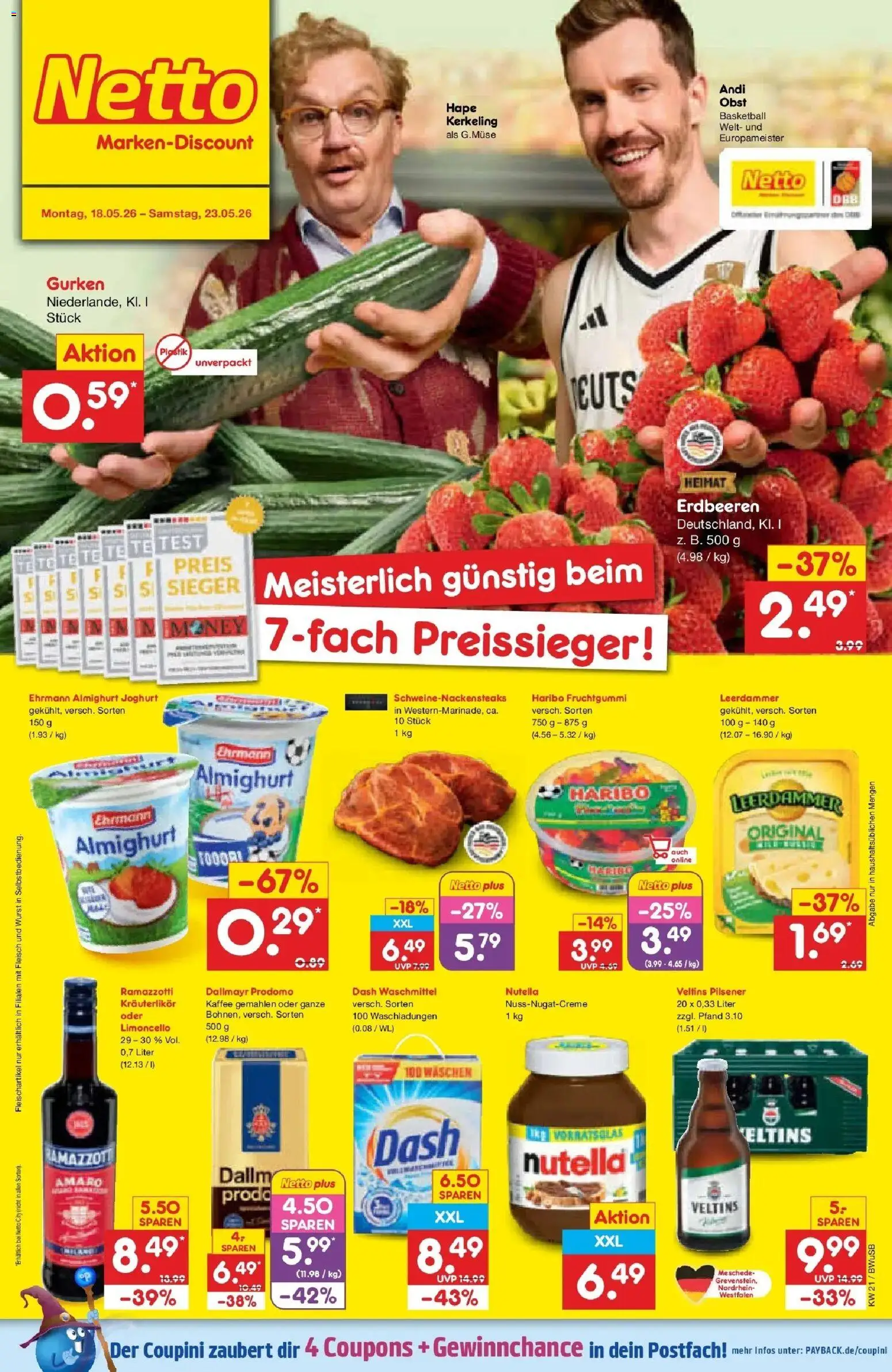 Netto Marken-Discount Prospekt Stemwede-Dielingen	 – gültig ab 17.05.2026 | Seite: 1 | Produkte: Haribo, Obst, Basketball, Erdbeeren