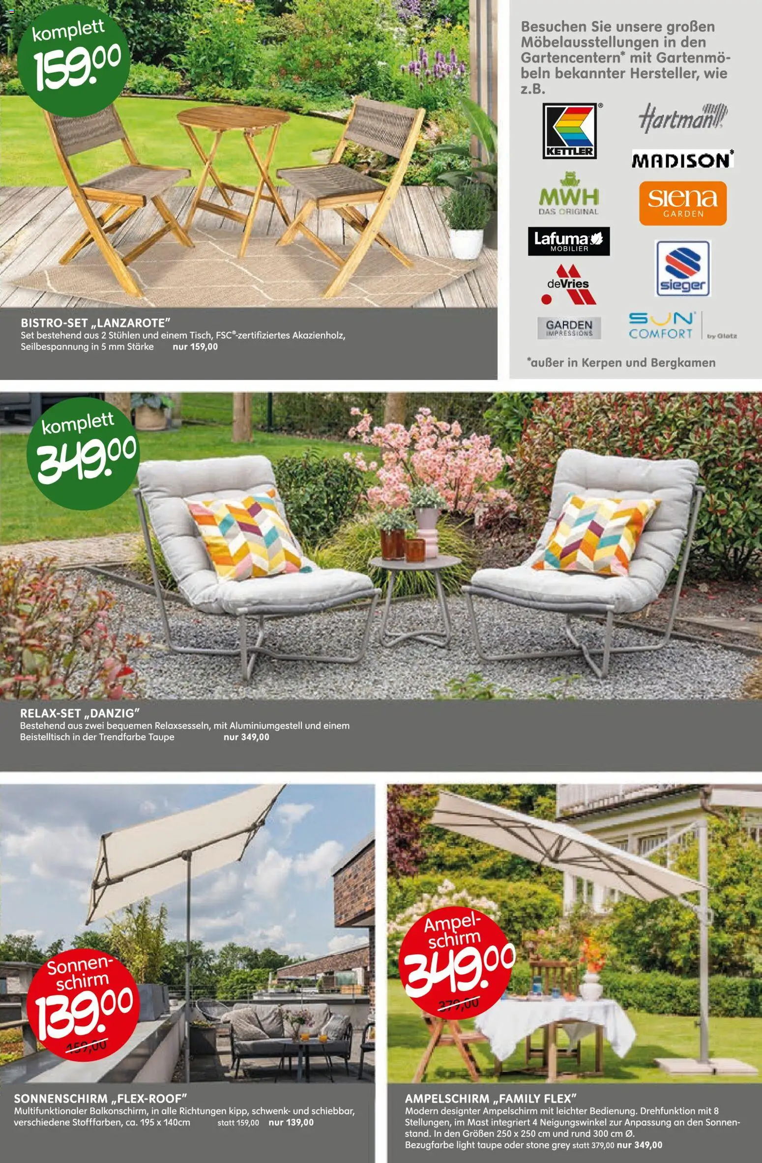 Blumen Risse Blütenglück – gültig ab 28.05.2026 | Seite: 15 | Produkte: Beistelltisch, Sonnenschirm