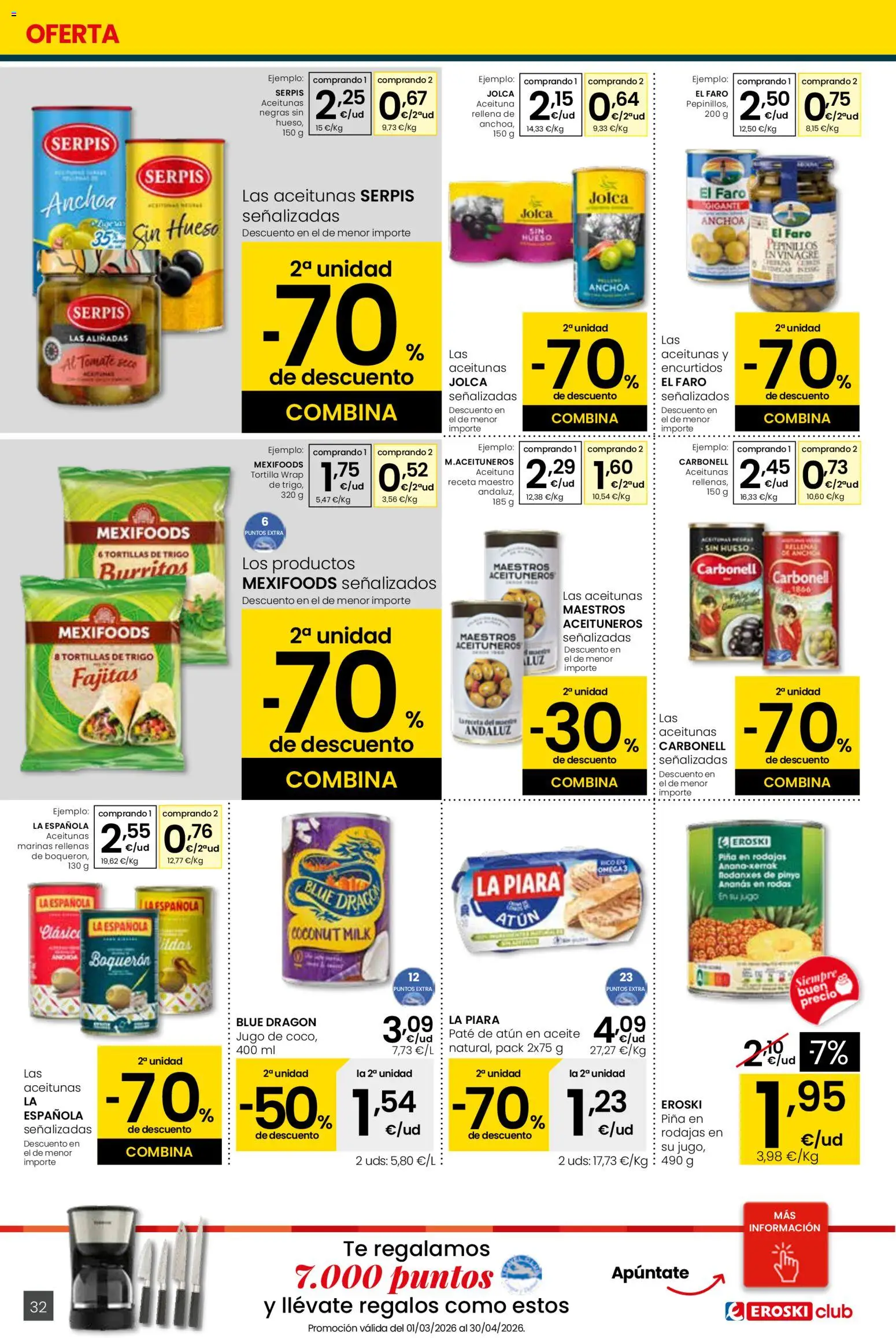 Eroski - Quieres ahorrar conmigo │ válido desde el 26.03.2026 | Página: 32 | Productos: Aceite, Piña, Té, Anchoa