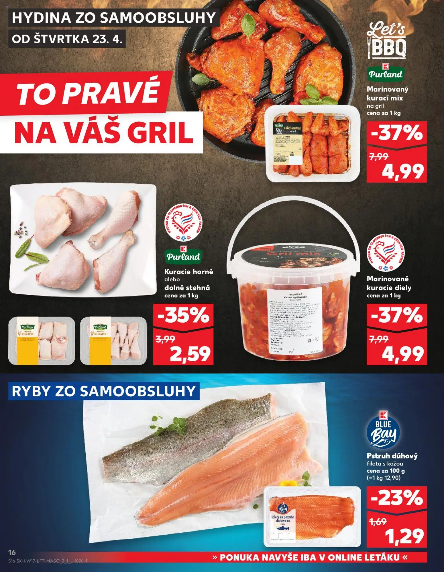 Nové Kaufland akcie – leták je platný od 23.04.2026 | Strana: 16 | Produkty: Gril, Ryby, Pstruh