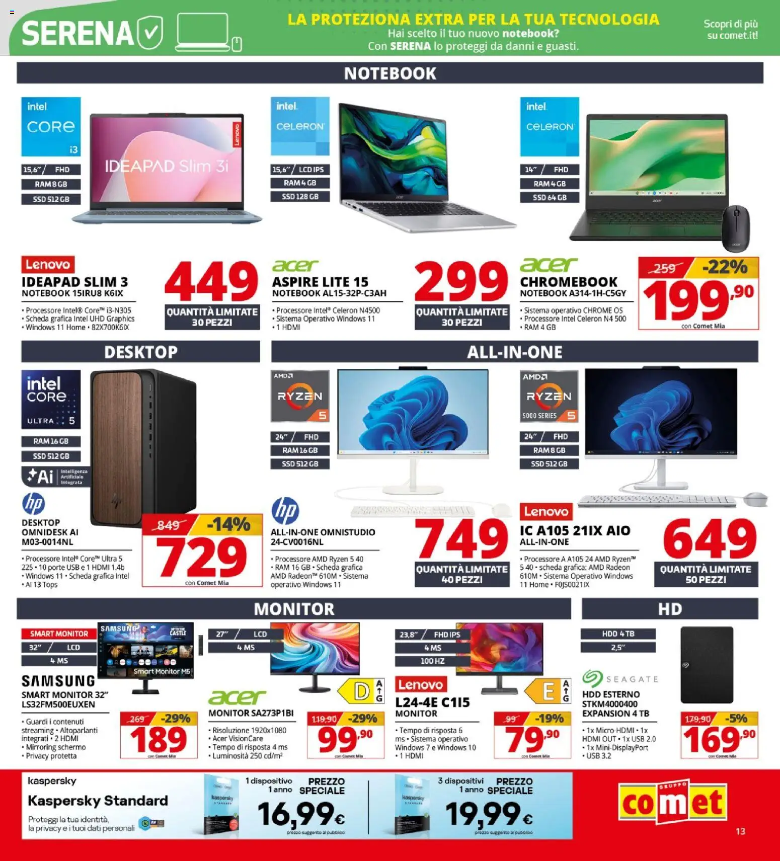 Volantino Comet del 08/10/2026 | Pagina: 13 | Prodotti: Schermo, Monitor, Notebook, Samsung