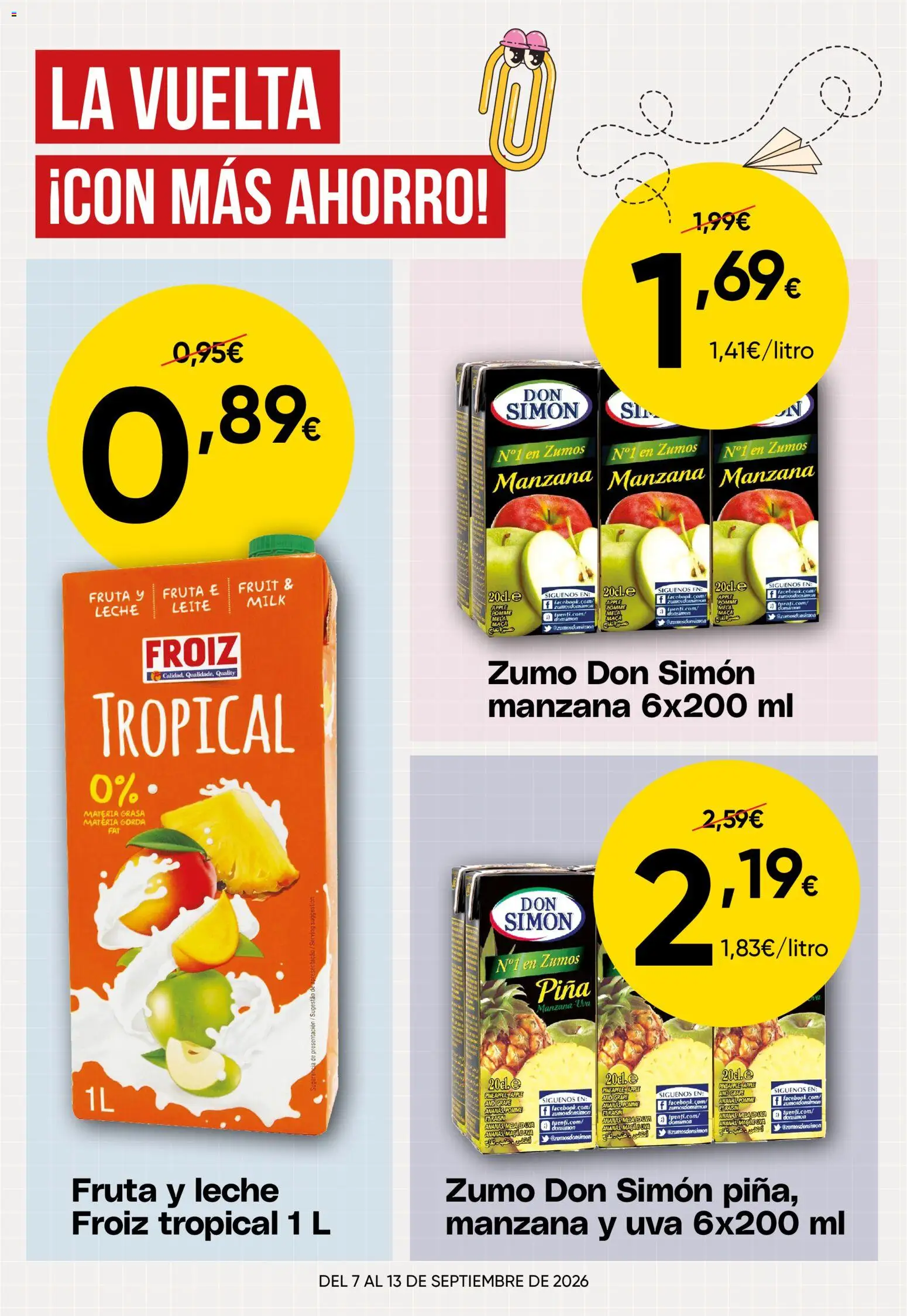 Froiz Oferta semanal │ válido desde el 07/09/2026 | Página: 4 | Productos: Fruta, Leche, Manzana, Apple