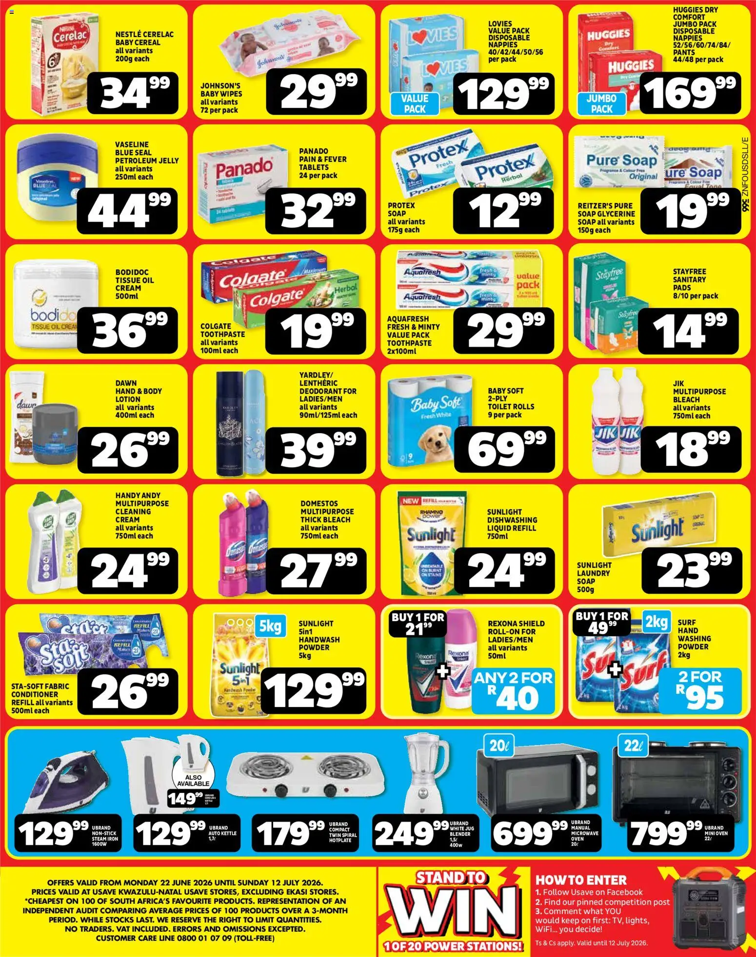 New Usave catalogue – valid from 22/06/2026 | Page: 4 | Products: Oven, Powder, Soap, Toothpaste