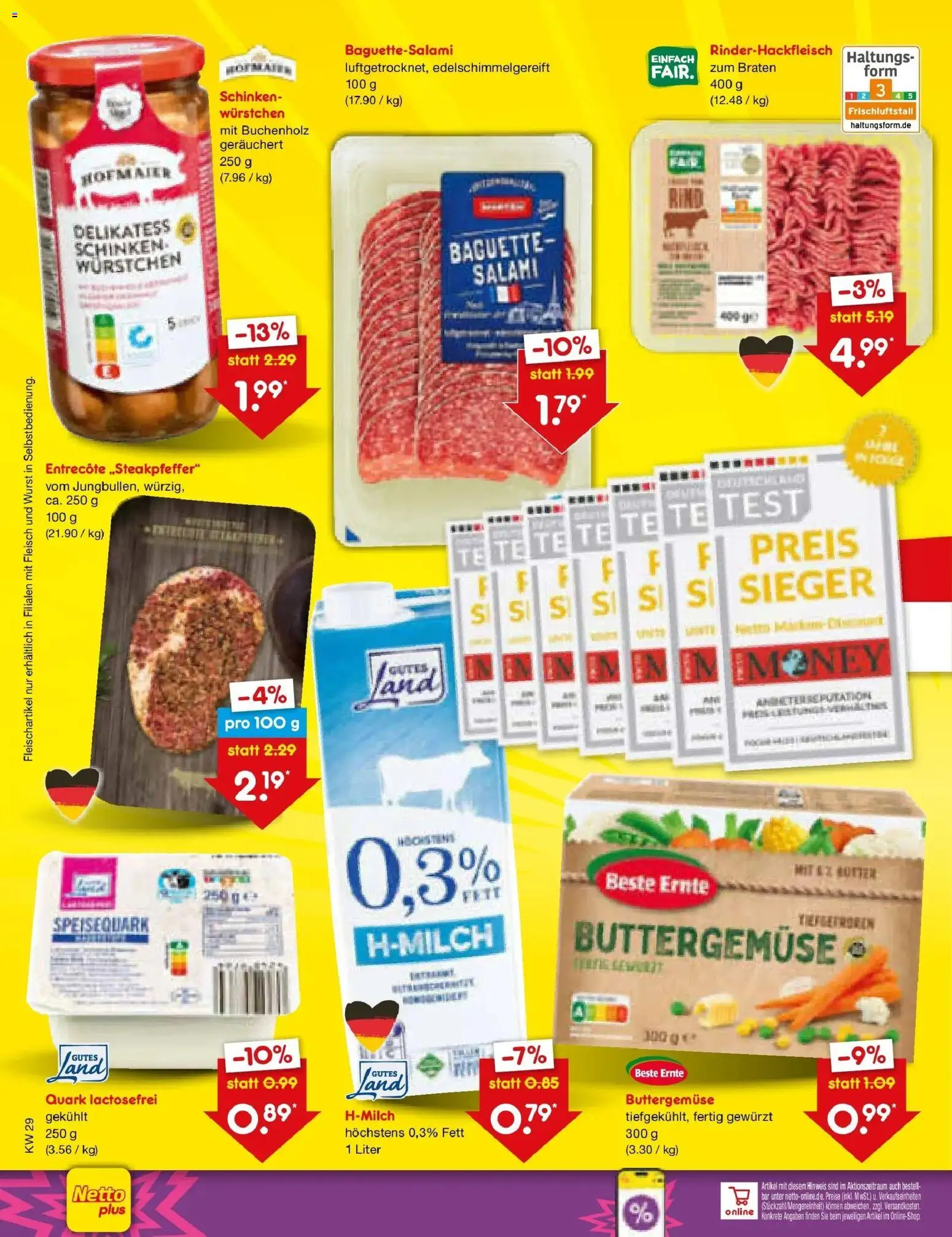 Netto Marken-Discount Prospekt Mauern – gültig ab 20.07.2026 | Seite: 44 | Produkte: Baguette, Entrecote, Wurst, Speisequark