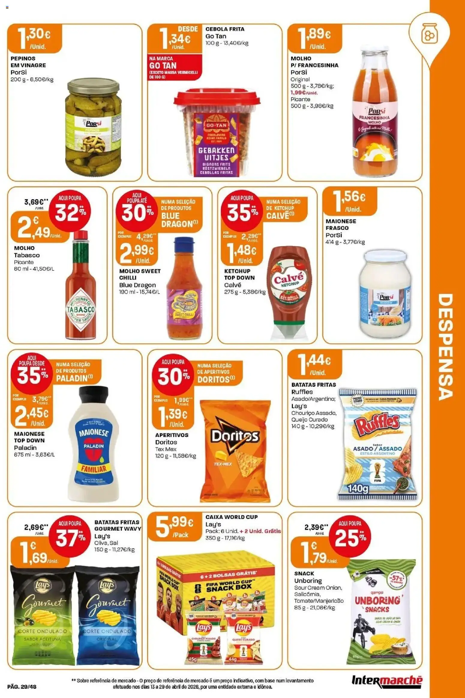 Intermarché - Isto é que são preços BAIXOS! │ válido de 28.05.2026 | Página: 29 | Produtos: Vinagre, Cebola, Massa, Pepinos