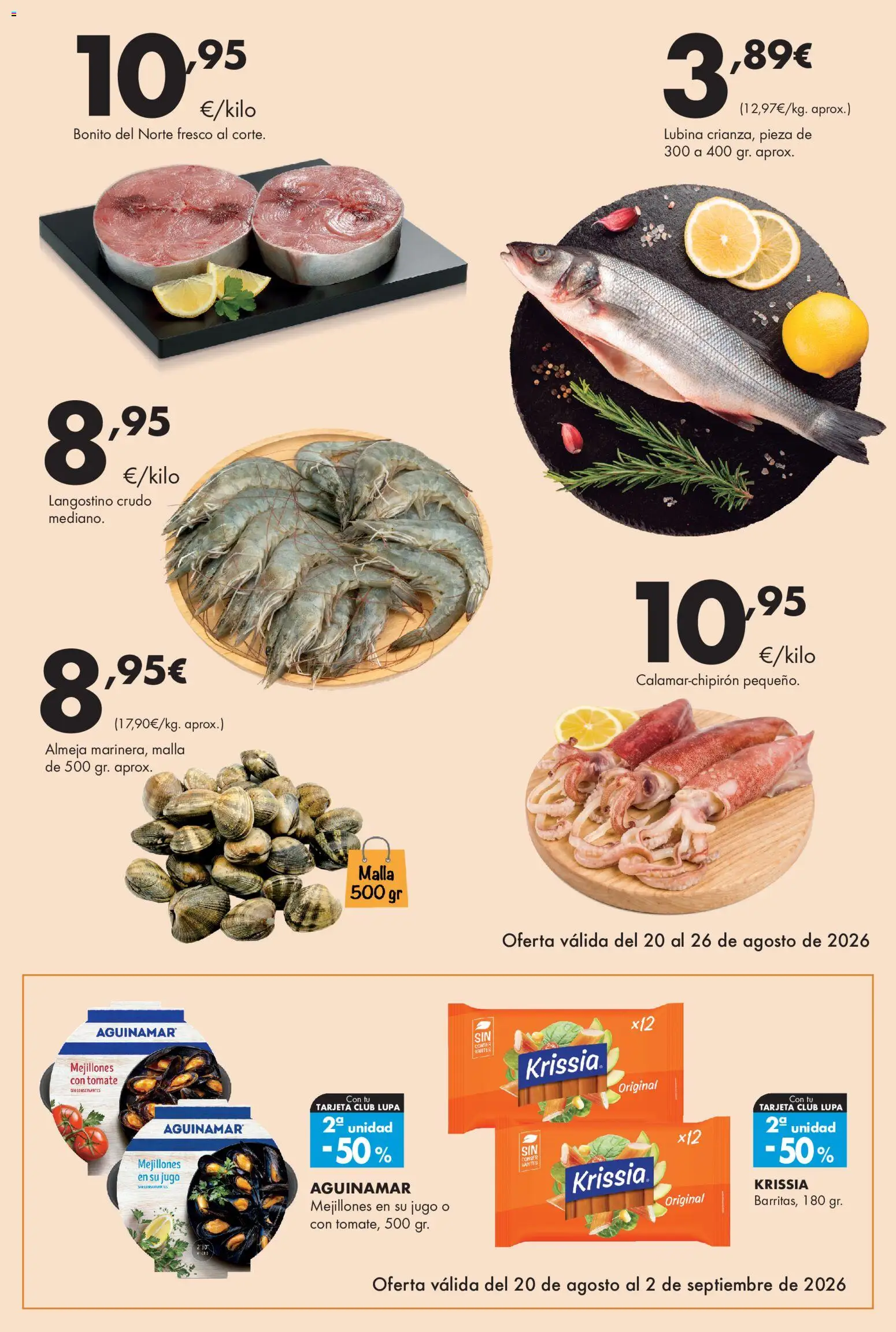 Lupa Supermercados folleto │ válido desde el 20/08/2026 | Página: 2 | Productos: Tomate, Jugo, Langostino