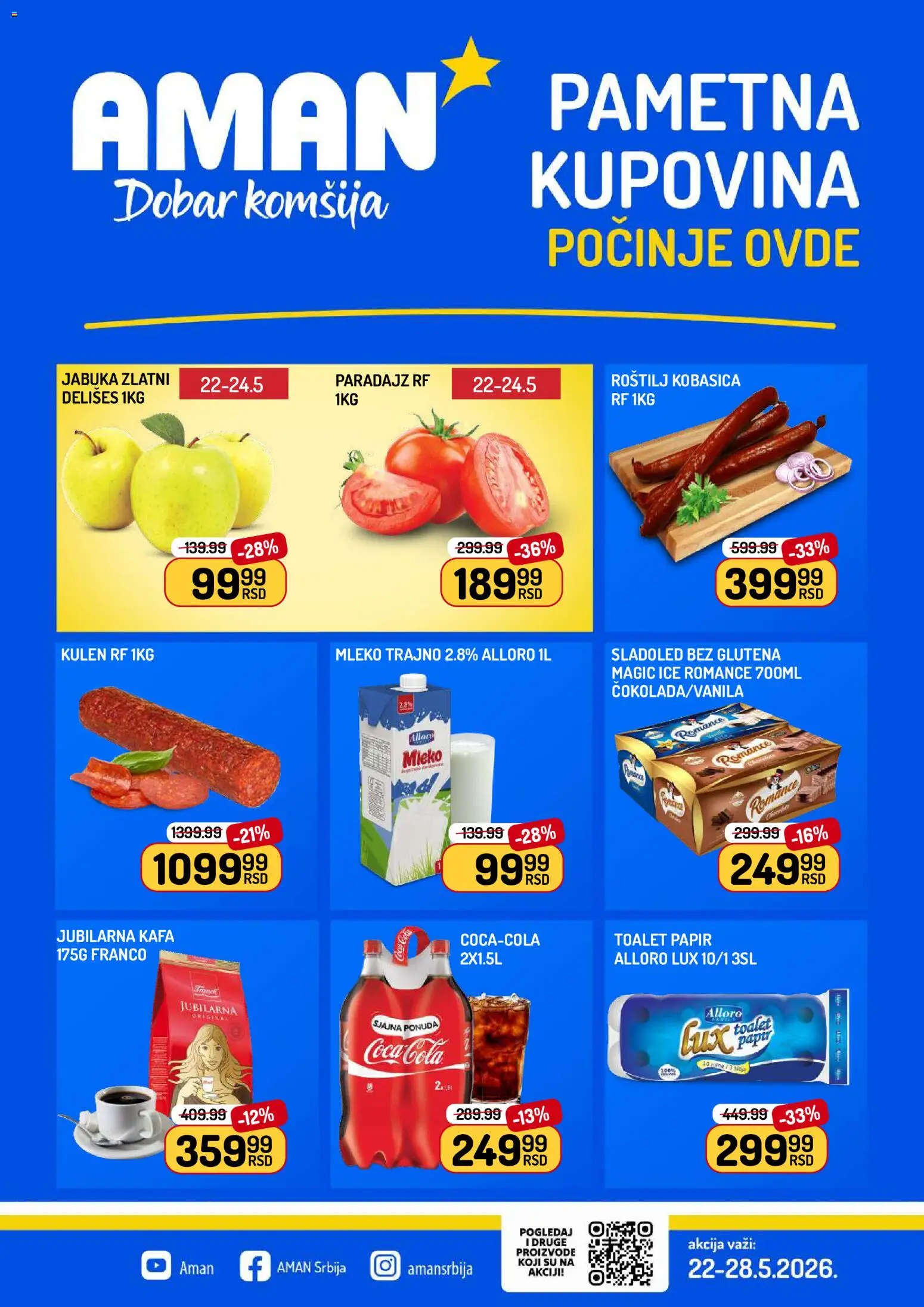 Aman katalog - važi od 22.05.2026 | Strana: 1 | Proizvode: Toalet papir, Kafa, Paradajz, Roštilj