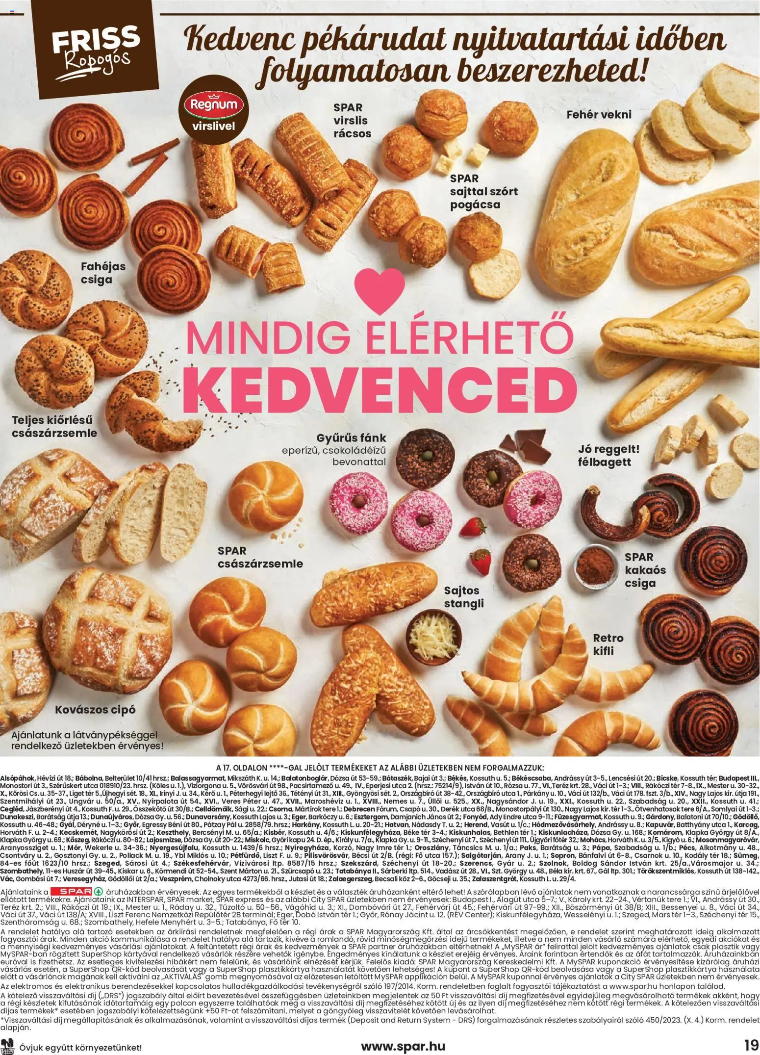 Spar akciós ujság - amely érvényes a következő dátumtól: 04.06.2026 | Oldal: 19 | Termékek: Kovászos cipó, Fánk, Kifli, Stangli