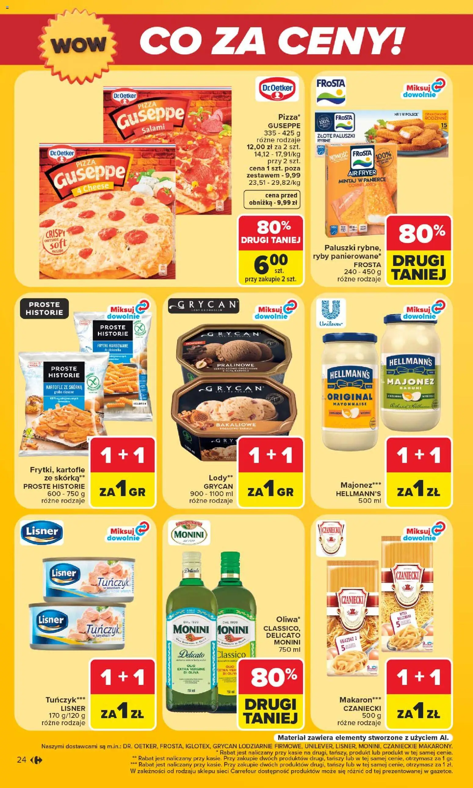 Carrefour gazetka - Warszawa od 24.08.2026 | Strona: 24 | Produkty: Tuńczyk, Frytki karbowane, Pizza, Lody