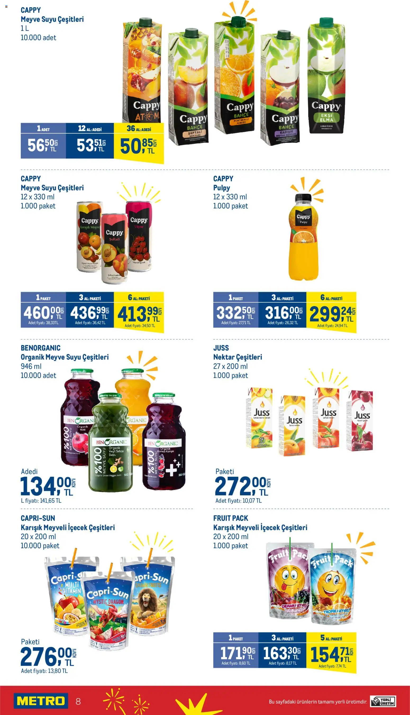 Metro - İçecek Festivali 2026 - 06 Temmuz 2026 tarihinden itibaren geçerlidir | Sayfa: 8 | Ürünler: Meyve suyu, Elma, Sebze, Meyve