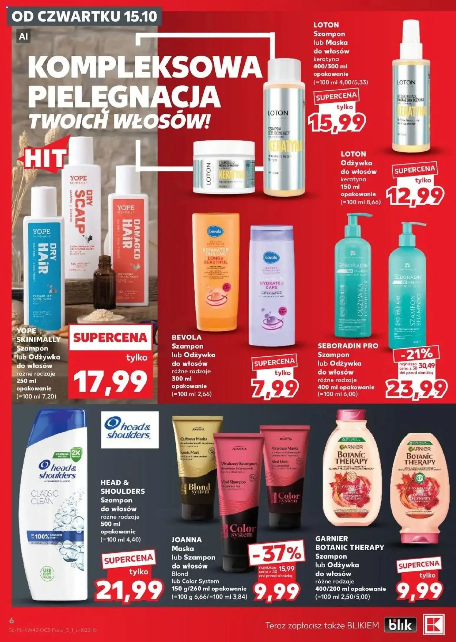 Kaufland gazetka - Chemia i kosmetyki od 15.10.2026 - od jutra PDF | Strona: 6 | Produkty: Szampon do włosów, Head & Shoulders, Maska do włosów, Maska
