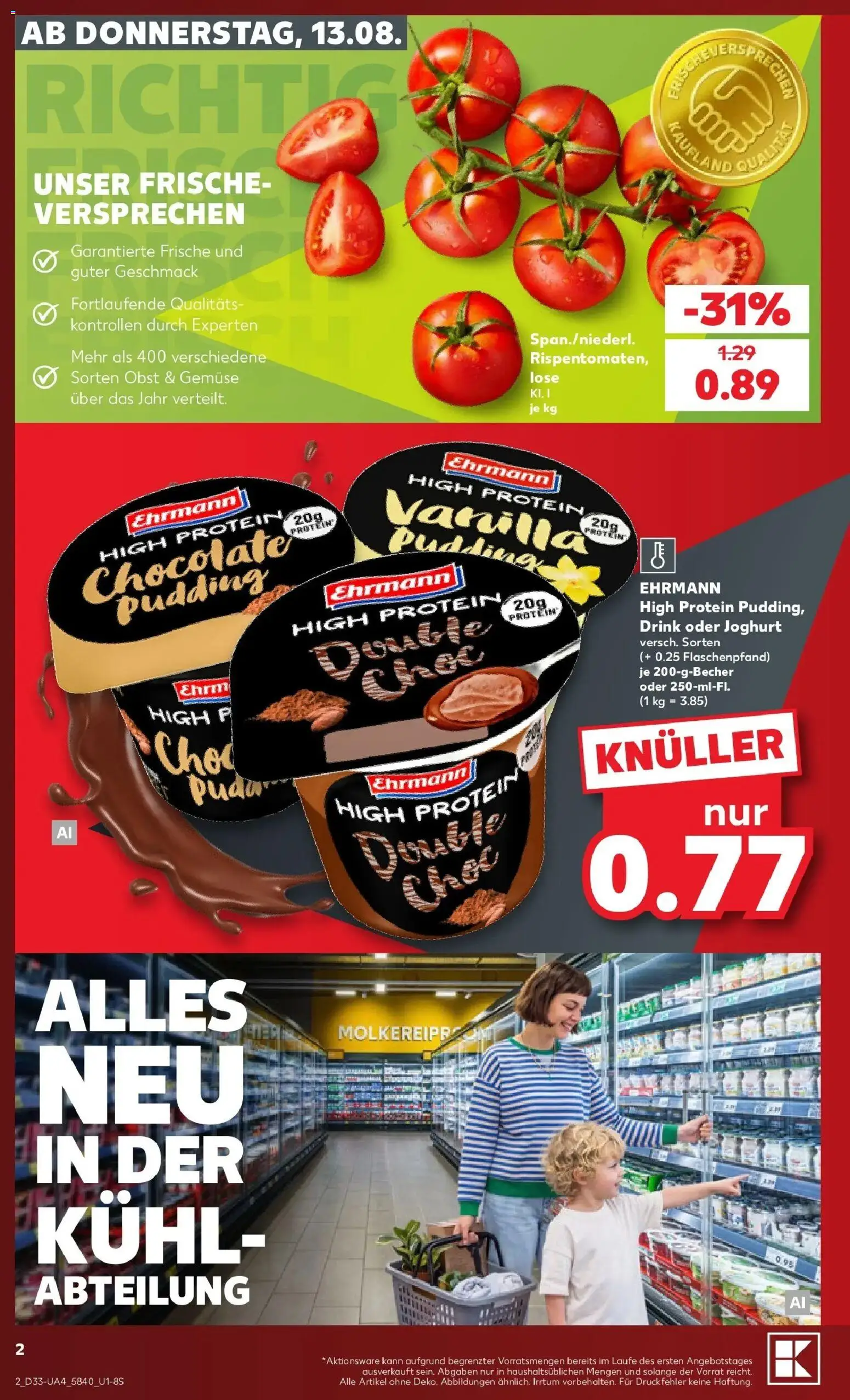 Prospekt Kaufland ab 13.08.2026 » Angebote Online zum Blättern | Seite: 2 | Produkte: Joghurt, Pudding, Gemüse, Obst