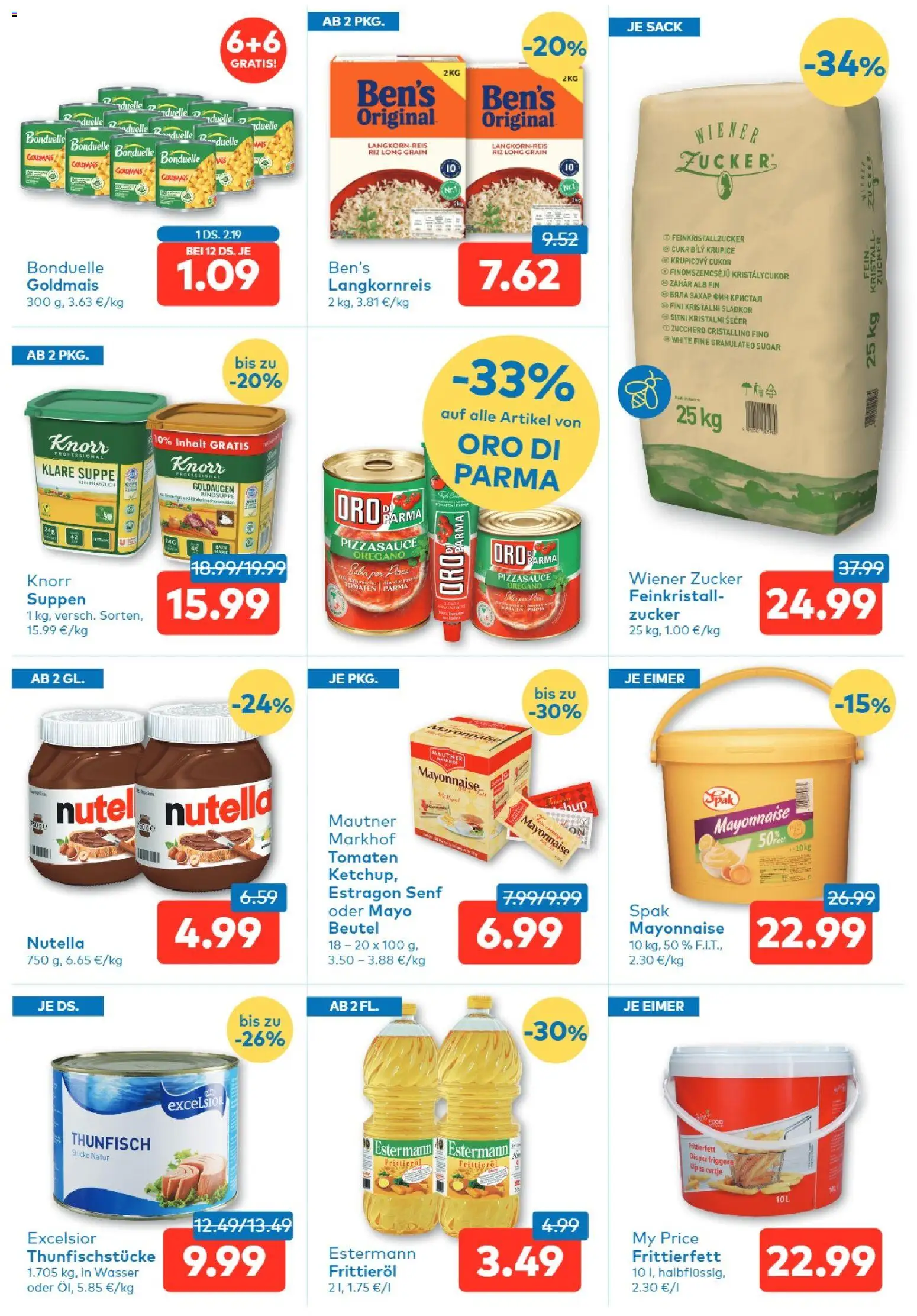 T&G Kärnten gültig ab 10.09.2026 | Seite: 5 | Produkte: Wasser, Zucker, Mais, Nutella