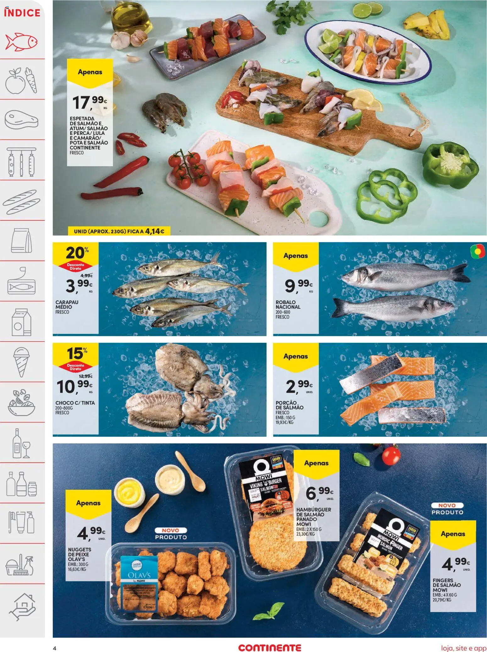 Continente folheto │ válido de 09.06.2026 | Página: 4 | Produtos: Hambúrguer, Tinta, Peixe, Nuggets