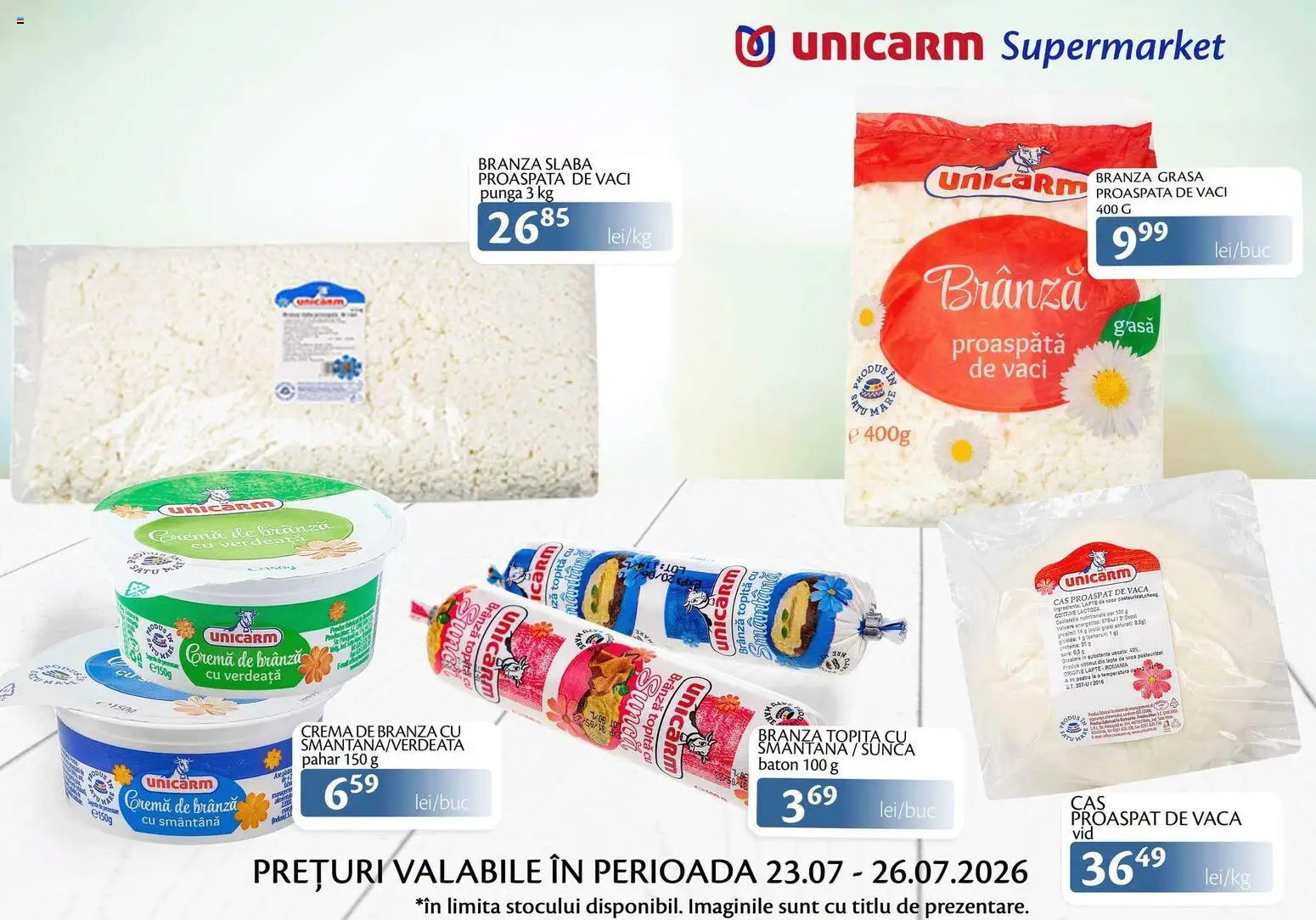 Noul catalog Unicarm – valabil de la 23.07.2026 | Pagină: 4 | Produse: Pungă, Cremă, Smântână, Verdeață