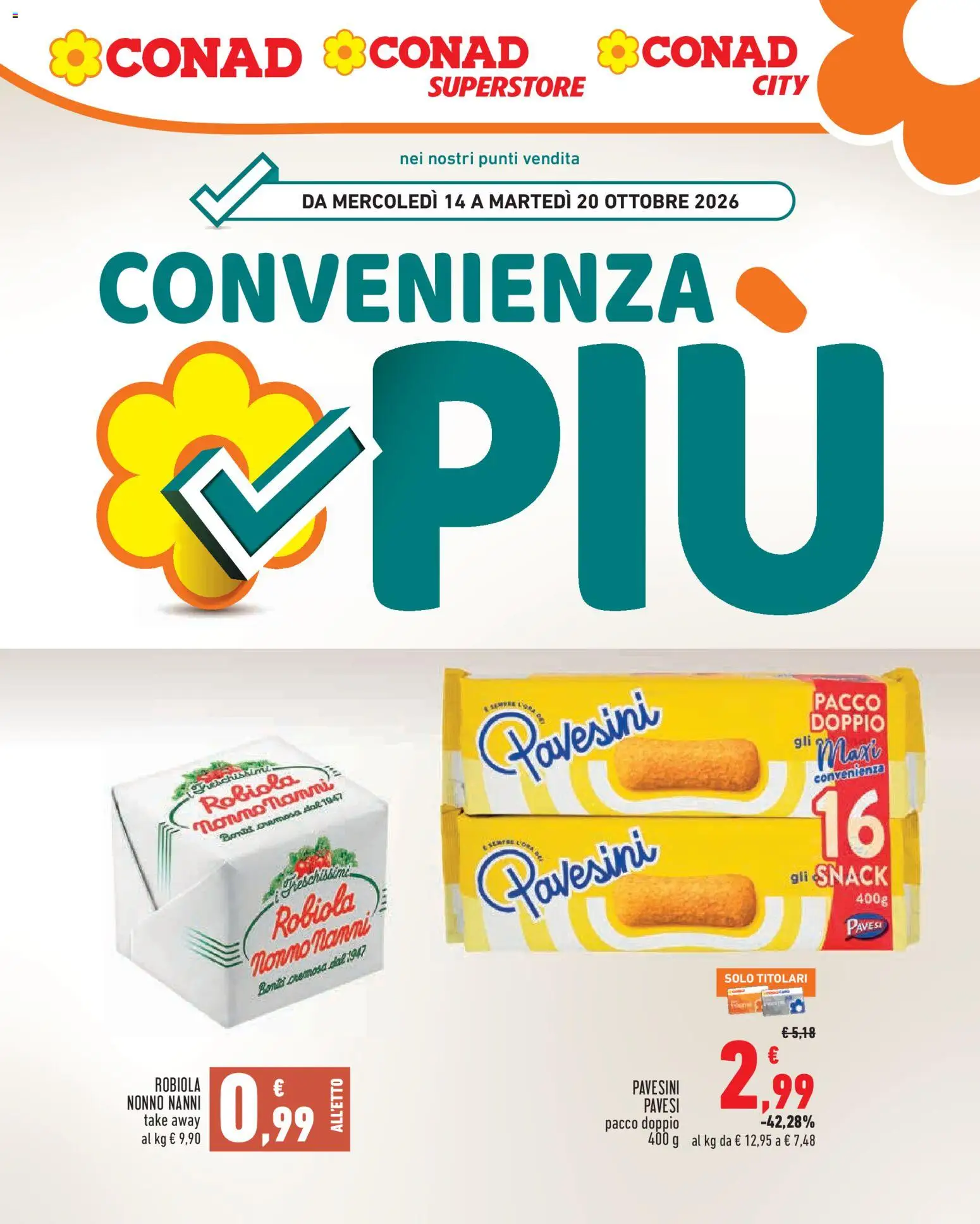 Volantino Conad del 14/10/2026 | Pagina: 1 | Prodotti: Robiola