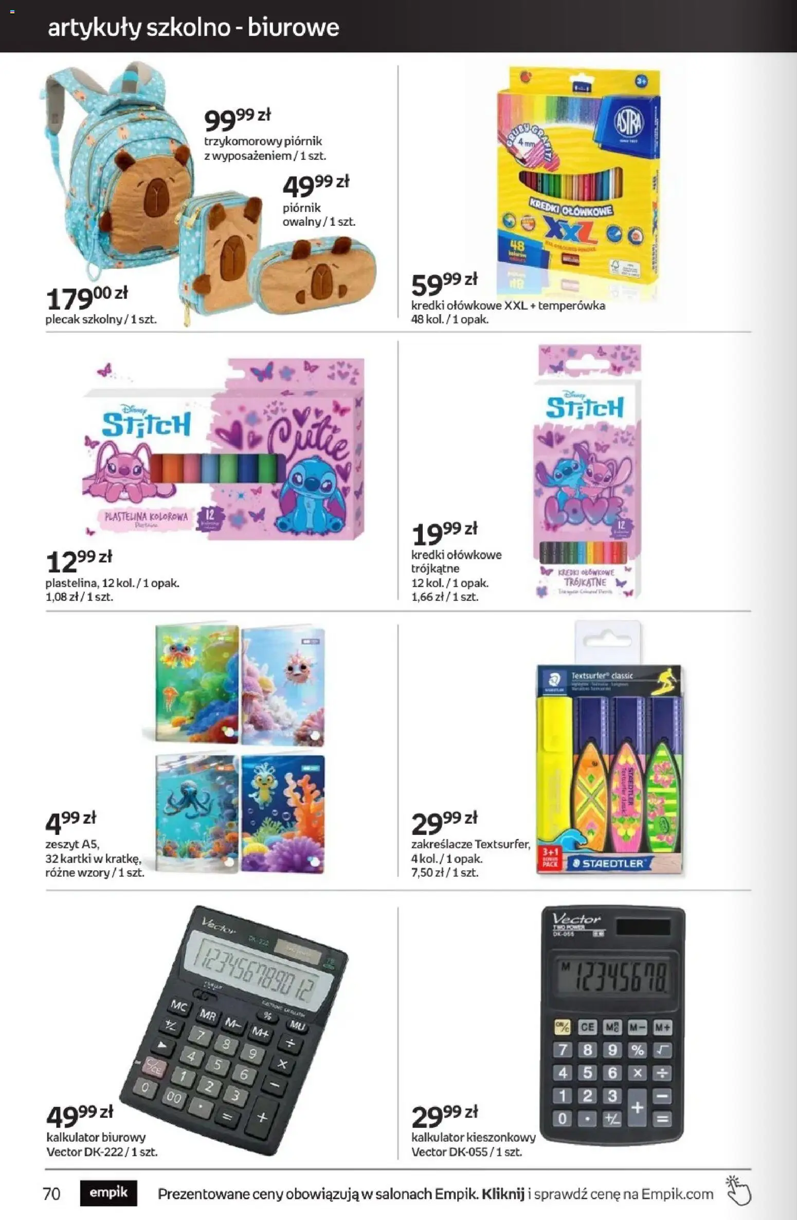 Empik promocje od 29.07.2026 | Strona: 70 | Produkty: Plecak, Kalkulator, Temperówka, Zeszyt