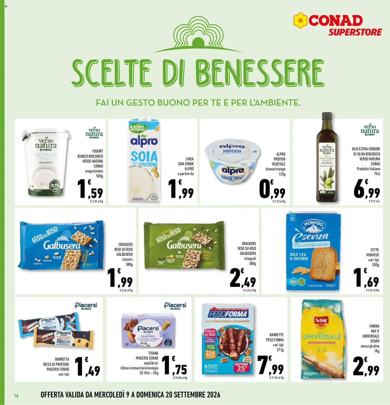 Volantino Conad del 09/09/2026 | Pagina: 16 | Prodotti: Riso, Tè, Crackers, Olio extra vergine