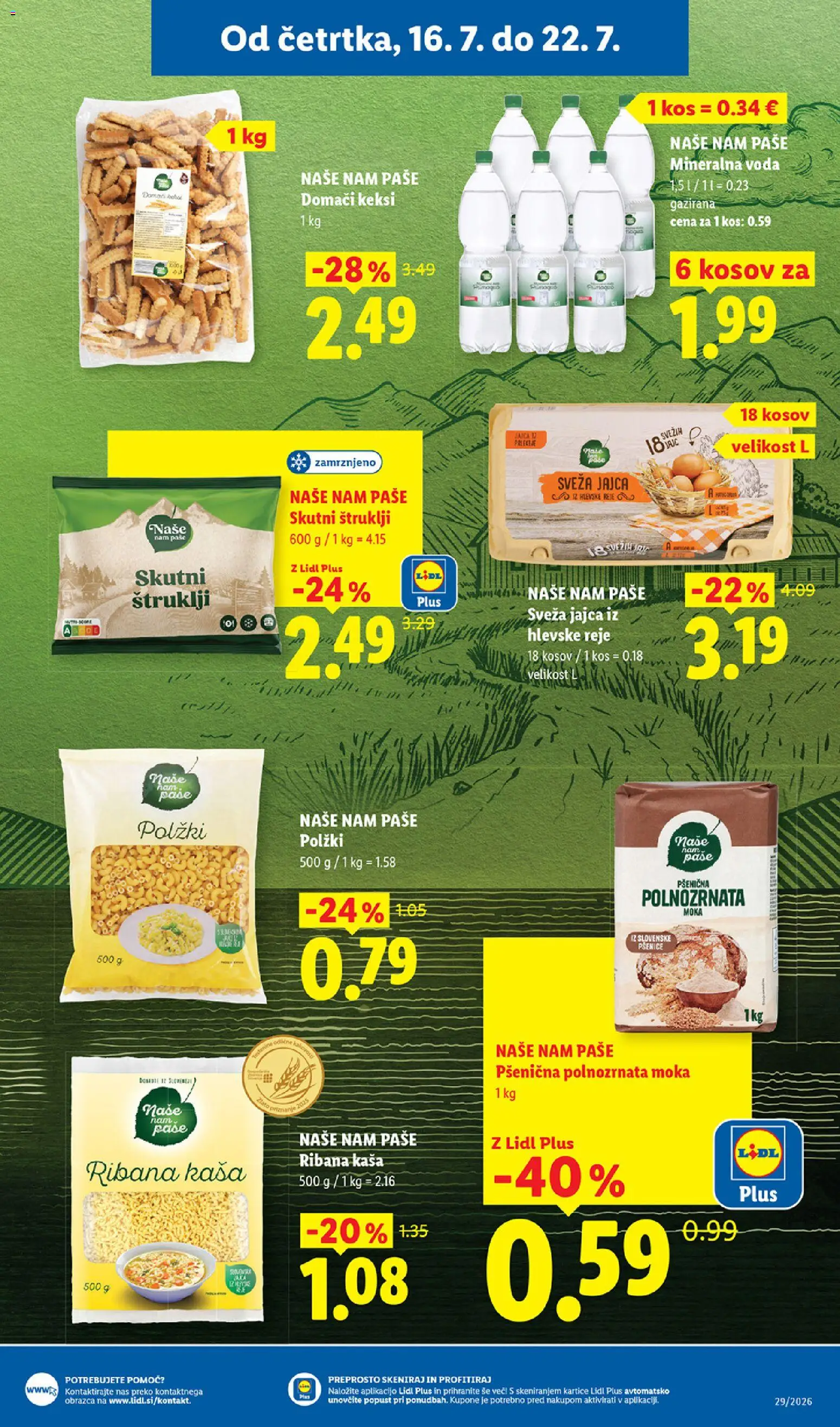 Novi Lidl katalog ponudbe – veljaven od 16.07.2026 | Stran: 7 | Izdelki: Kos, Jajca, Testenine, Voda