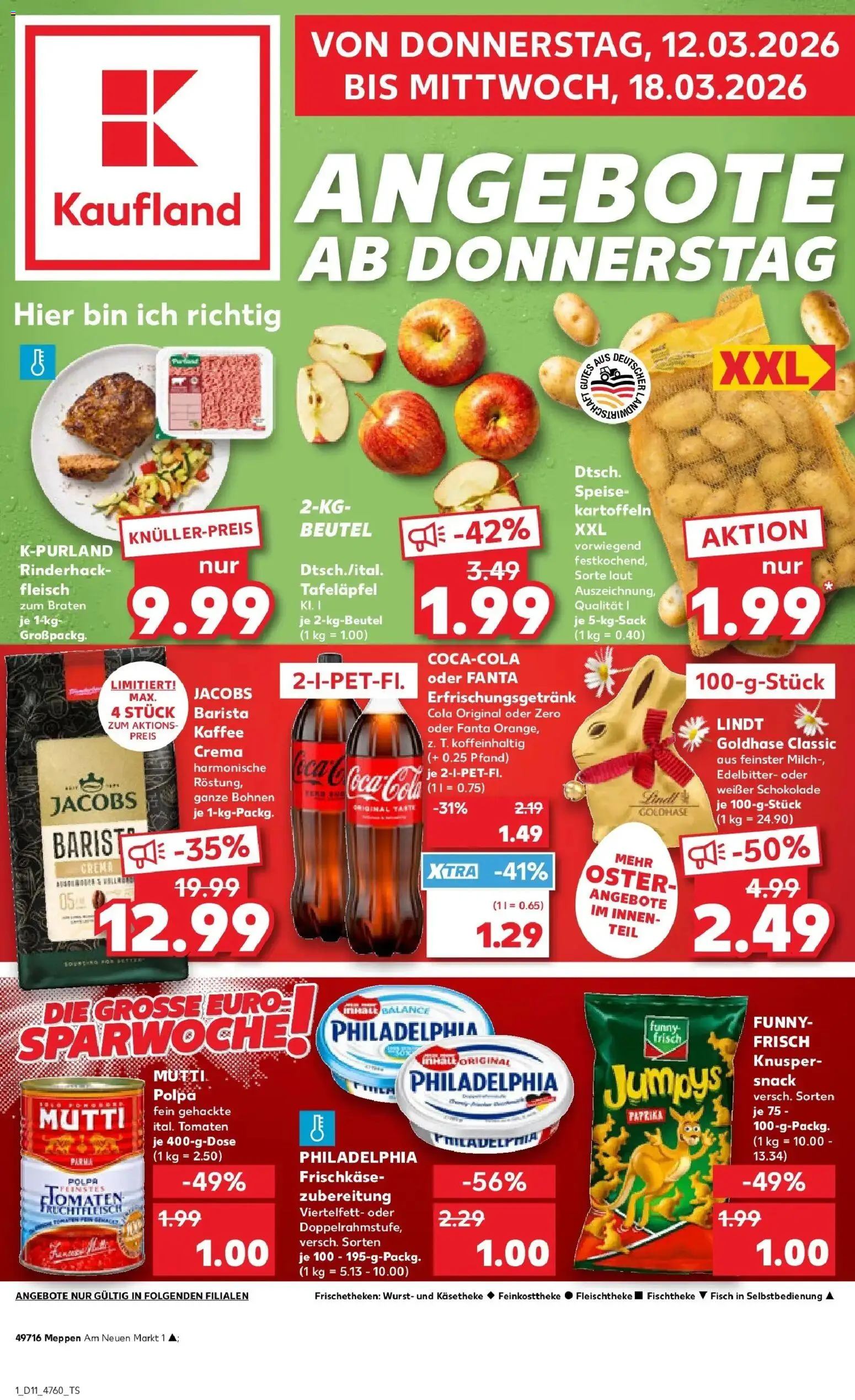 Kaufland Prospekt Meppen	 – gültig ab 09.03.2026 | Seite: 13 | Produkte: Kaffee, Fisch, Fleisch, Frischkase