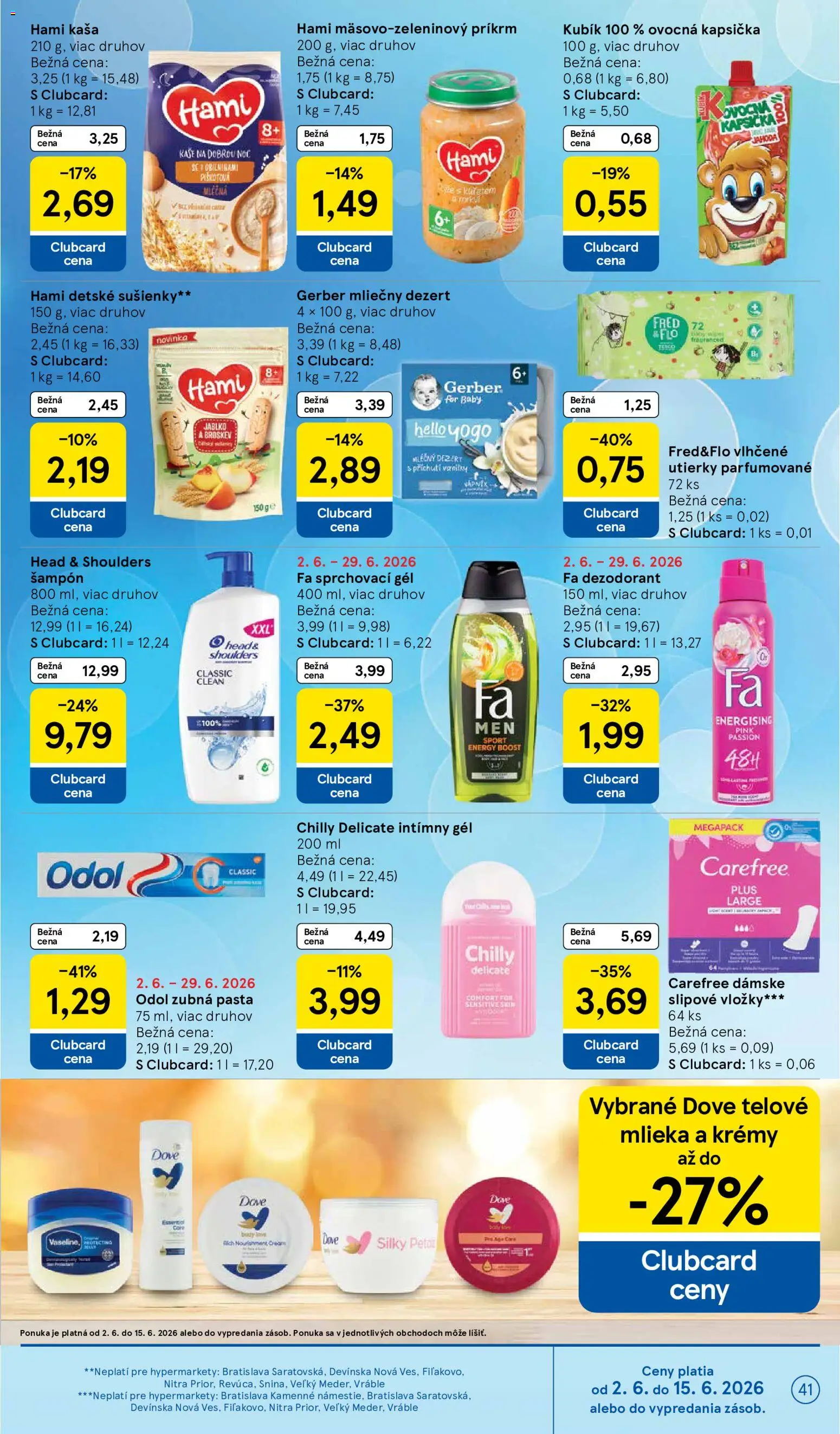 Nové Tesco akcie – leták je platný od 03.06.2026 | Strana: 41 | Produkty: Sušienky, Dezodorant, Dezert, Kaša