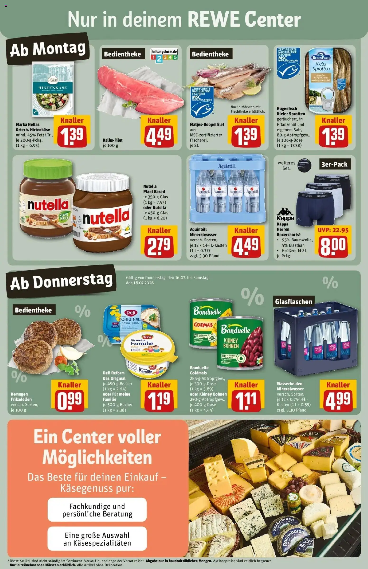 Rewe Prospekt Braunschweig – gültig ab 13.07.2026 | Seite: 3 | Produkte: Mineralwasser, Nutella, Deli reform