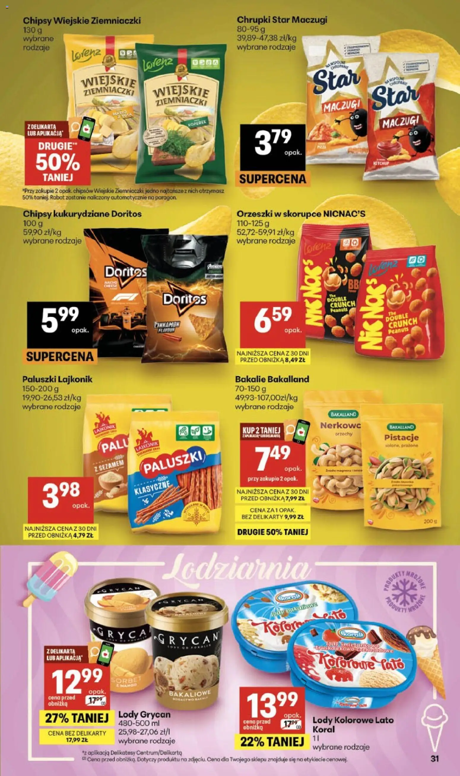 Delikatesy Centrum gazetka od 08.10.2026 | Strona: 31 | Produkty: Chipsy, Lody Grycan, Grycan, Delikatesy