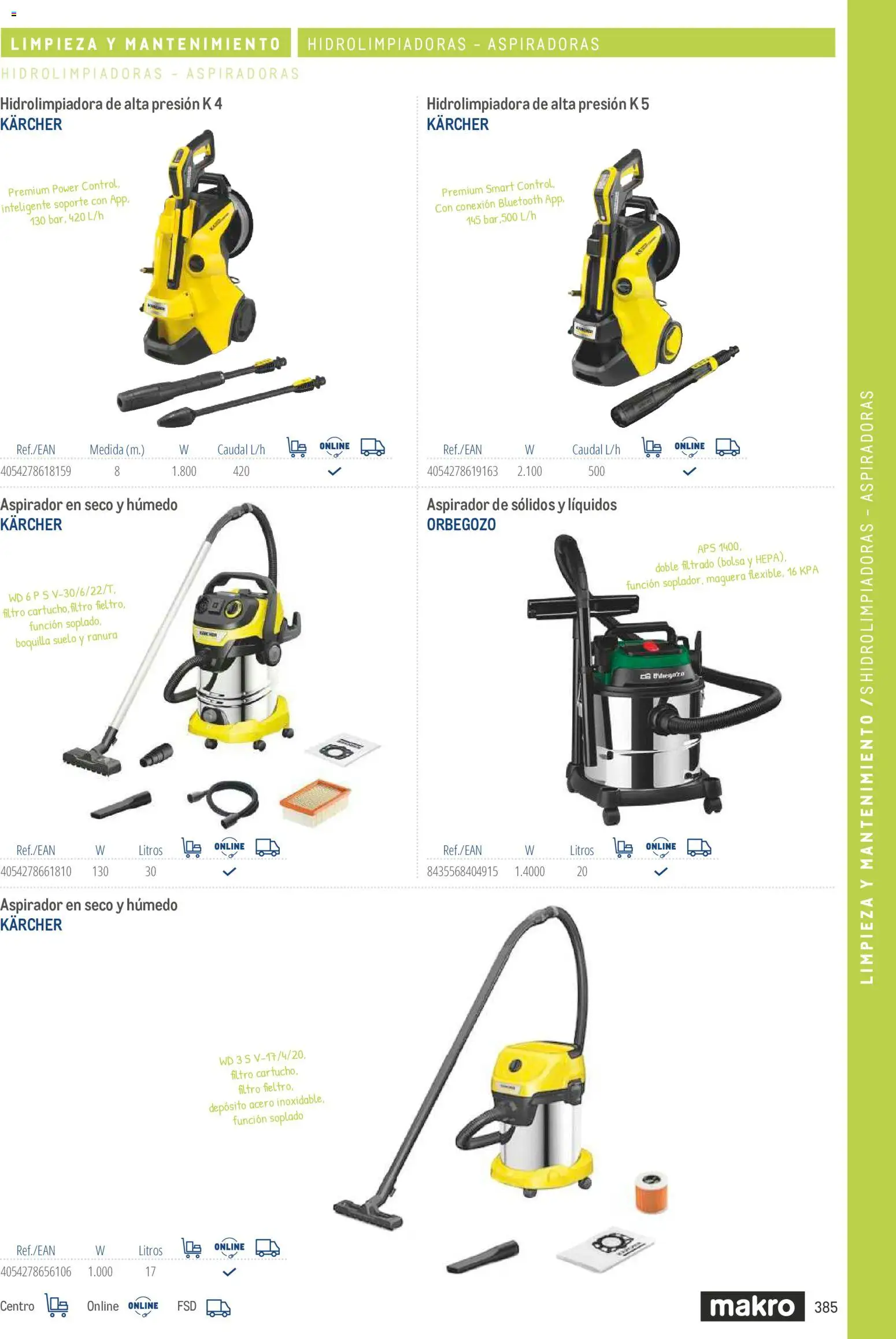 Makro catálogo │ válido desde el 19/06/2024 | Página: 385 | Productos: Hidrolimpiadora, Bolsa, Aspirador