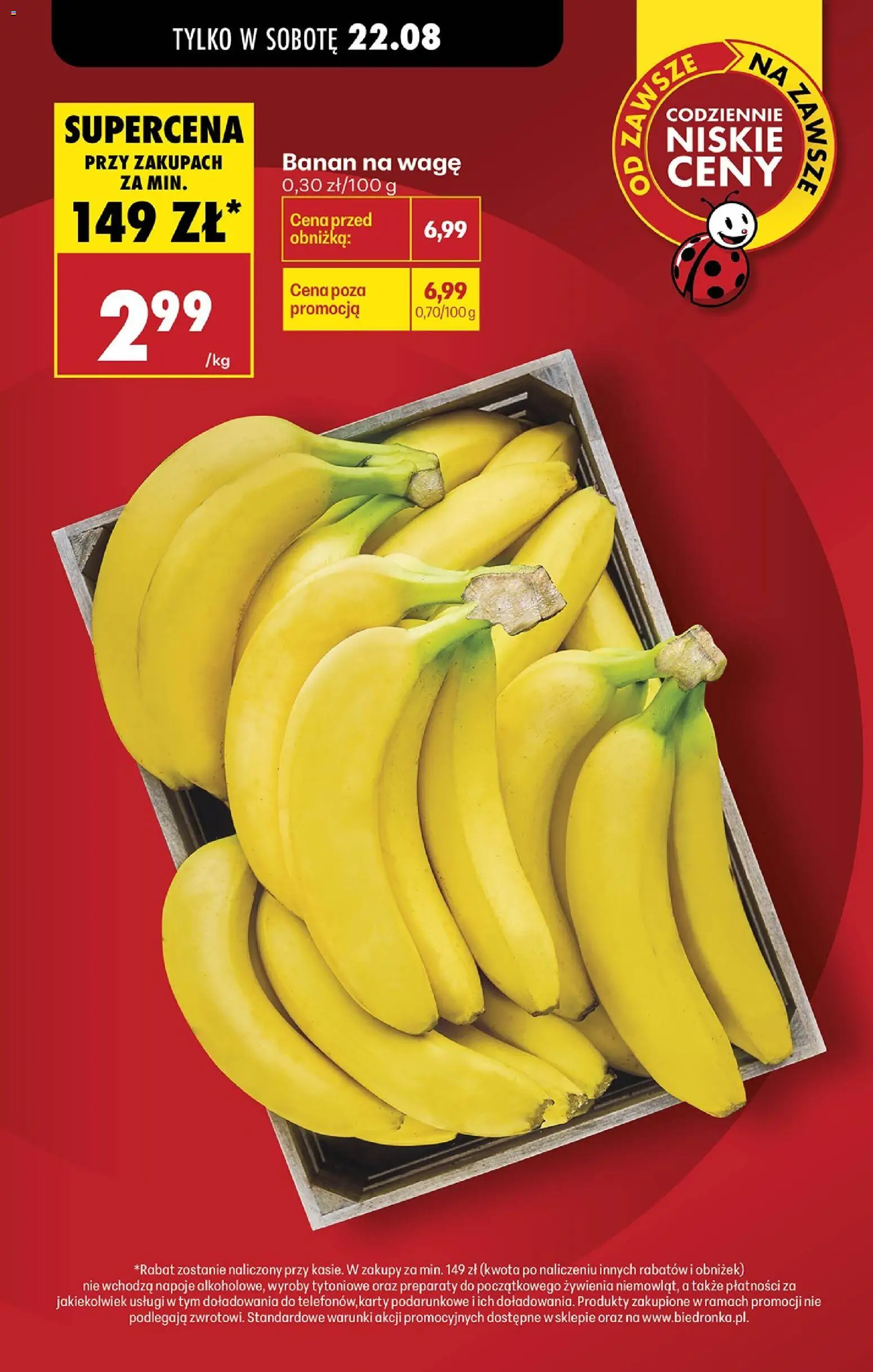 Biedronka gazetka - Najtańsza sobota od 22.08.2026 | Strona: 3 | Produkty: Napoje, Banan
