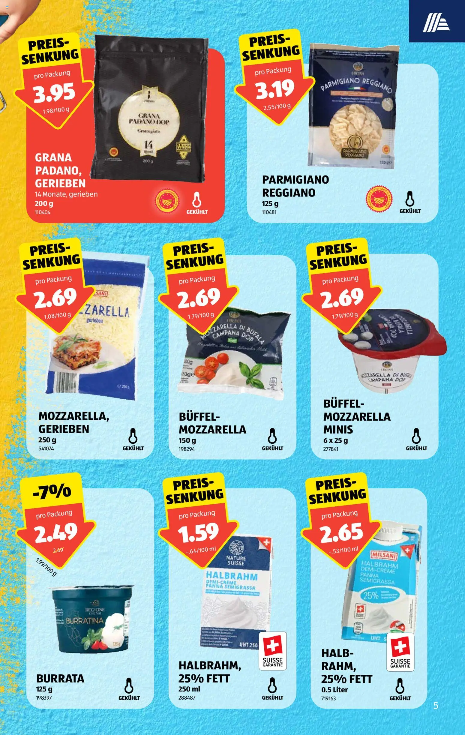 Aldi aktionen – gültig ab 27.08.2026 | Seite: 5 | Produkte: Grana Padano, Burrata, Creme