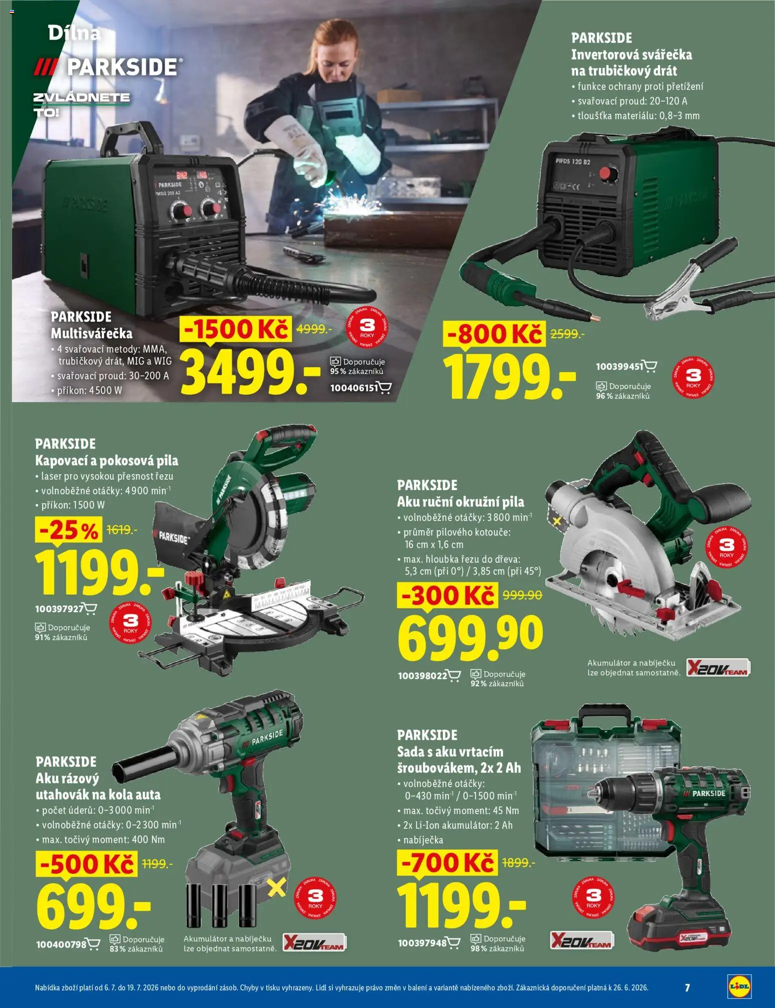 Lidl magazín od 06.07.2026 | Strana: 7 | Produkty: Pokosová pila, Svářečka, Invertorová svářečka, Kola